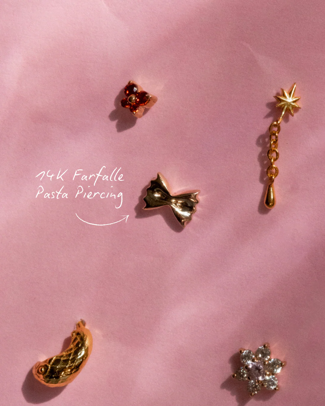 14K Farfalle Pasta Piercing - Image 3
