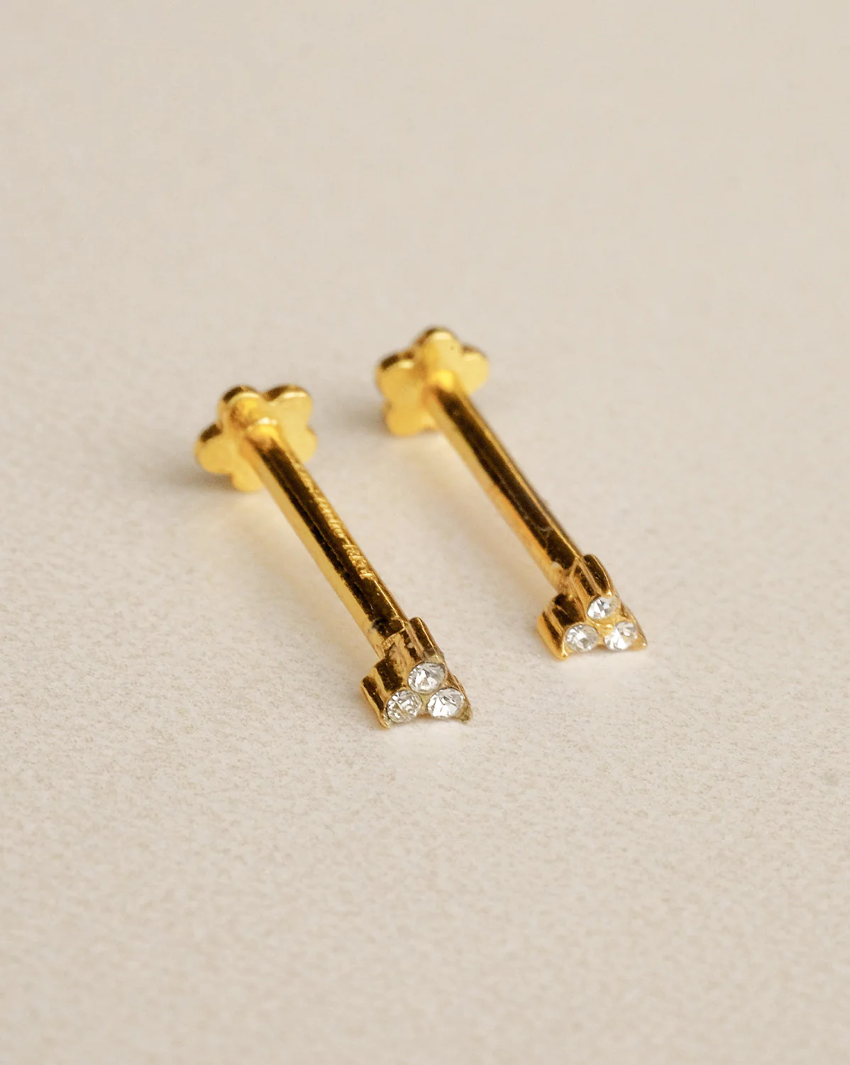 14K Solid Gold Angela Tiny Trio Stud - Image 8