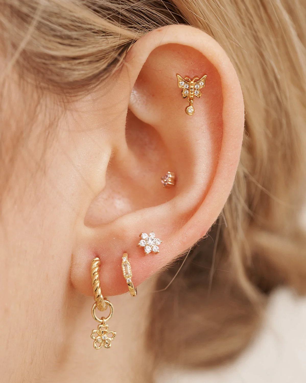 14K Solid Gold Athalia Butterfly Stud - Image 4