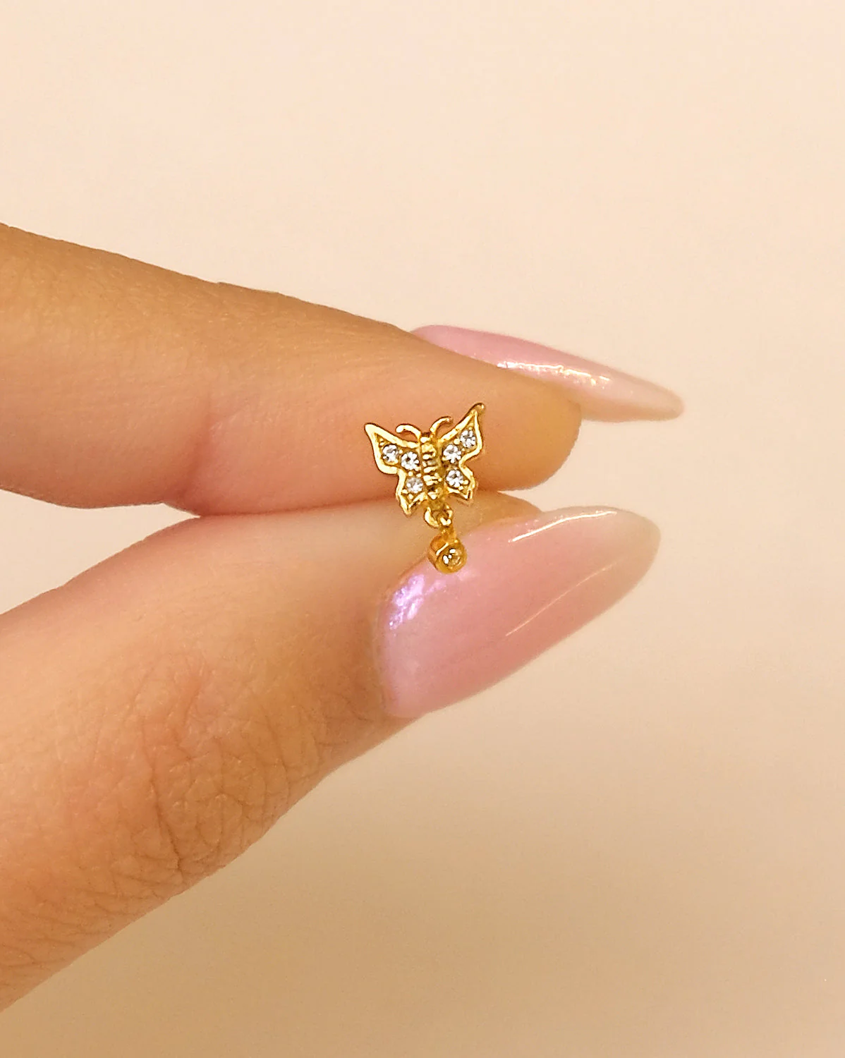 14K Solid Gold Athalia Butterfly Stud - Image 6