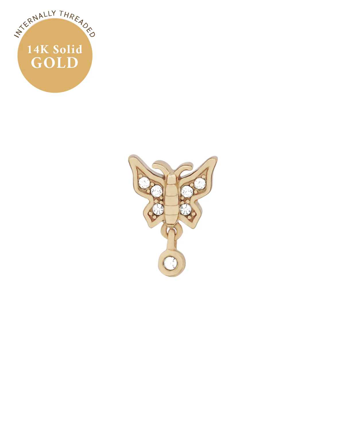 14K Solid Gold Athalia Butterfly Stud - Image 9