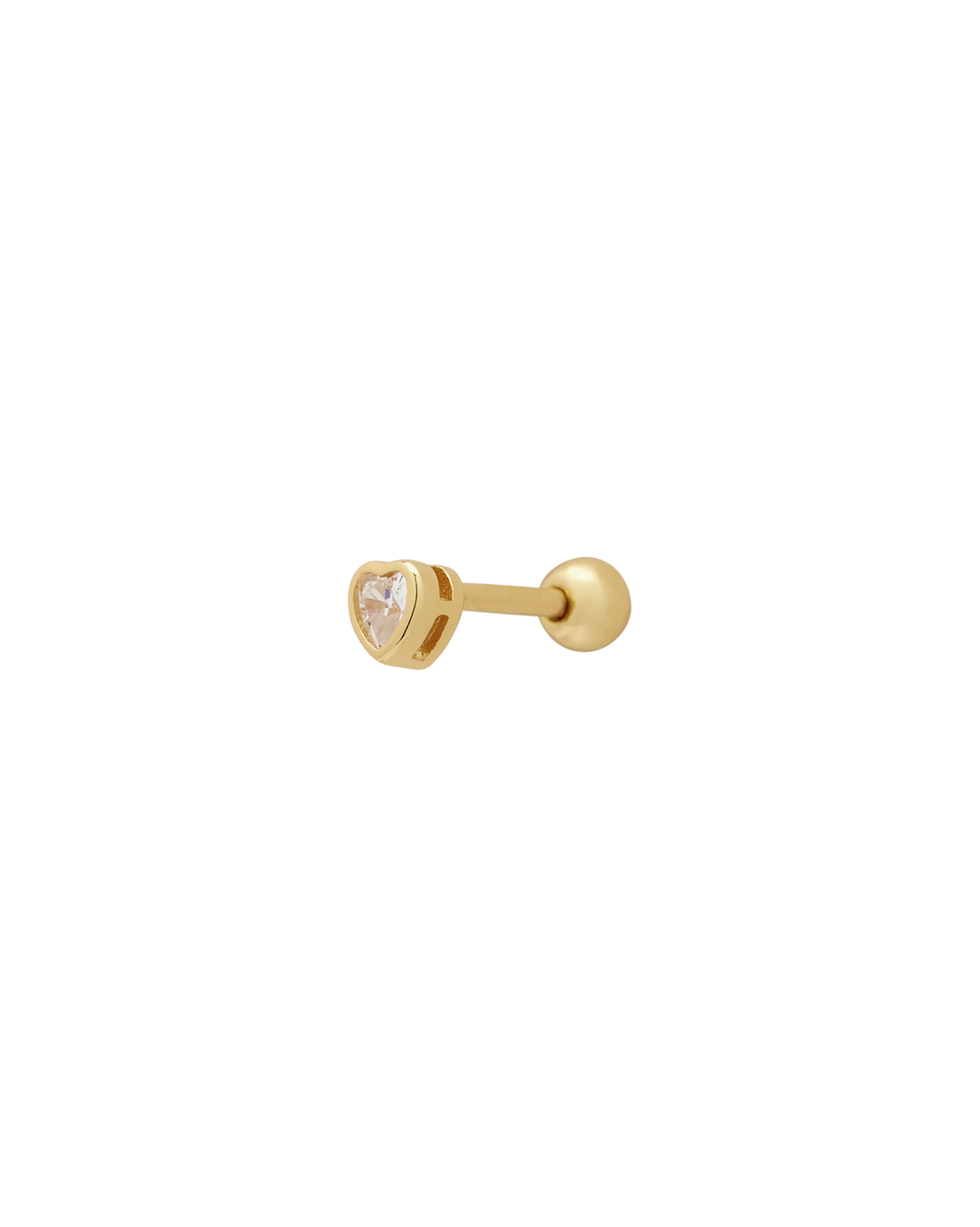 14K Solid Gold Bezel Heart Stud - Image 8