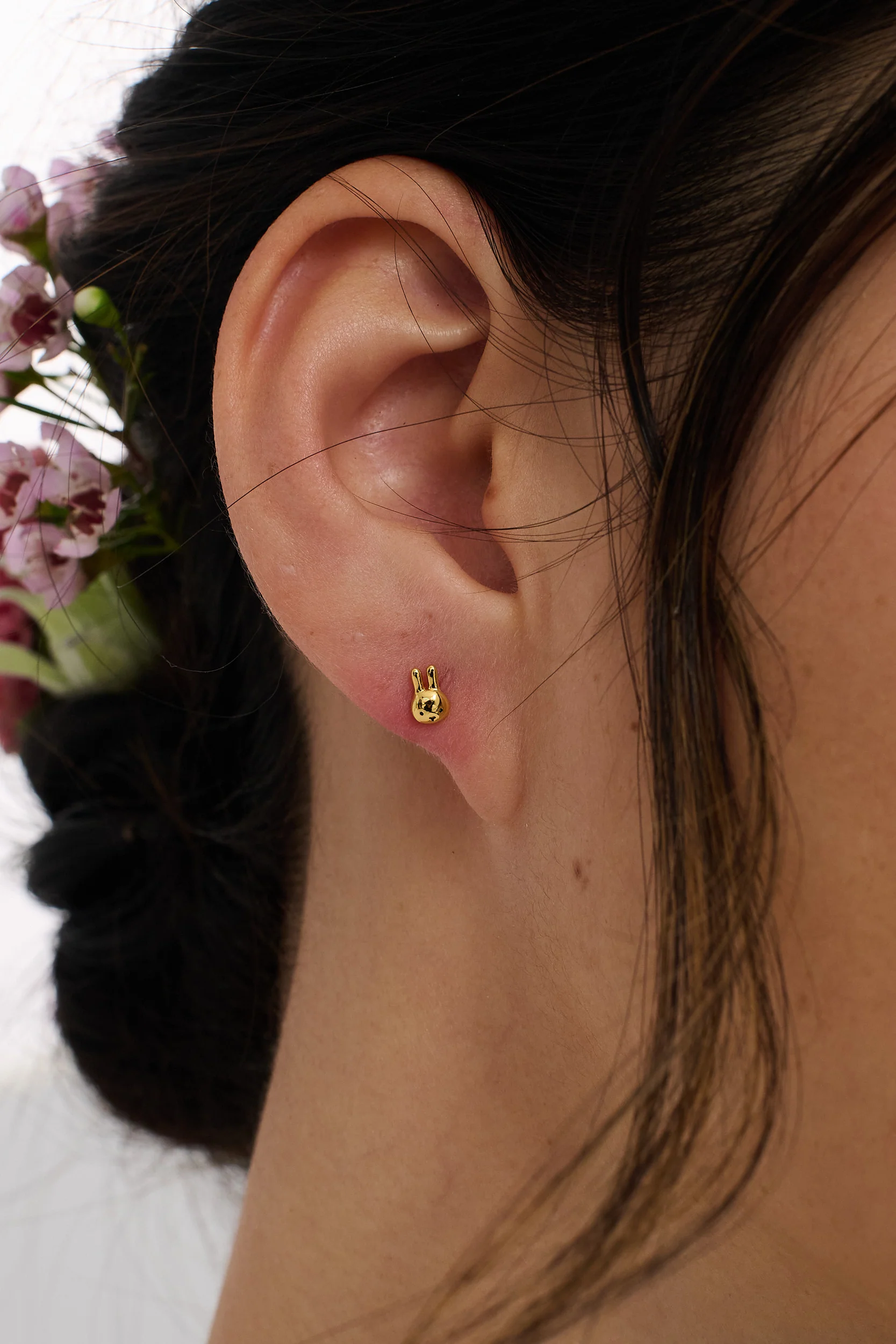14K Solid Gold Bunny Piercing Stud - Image 3
