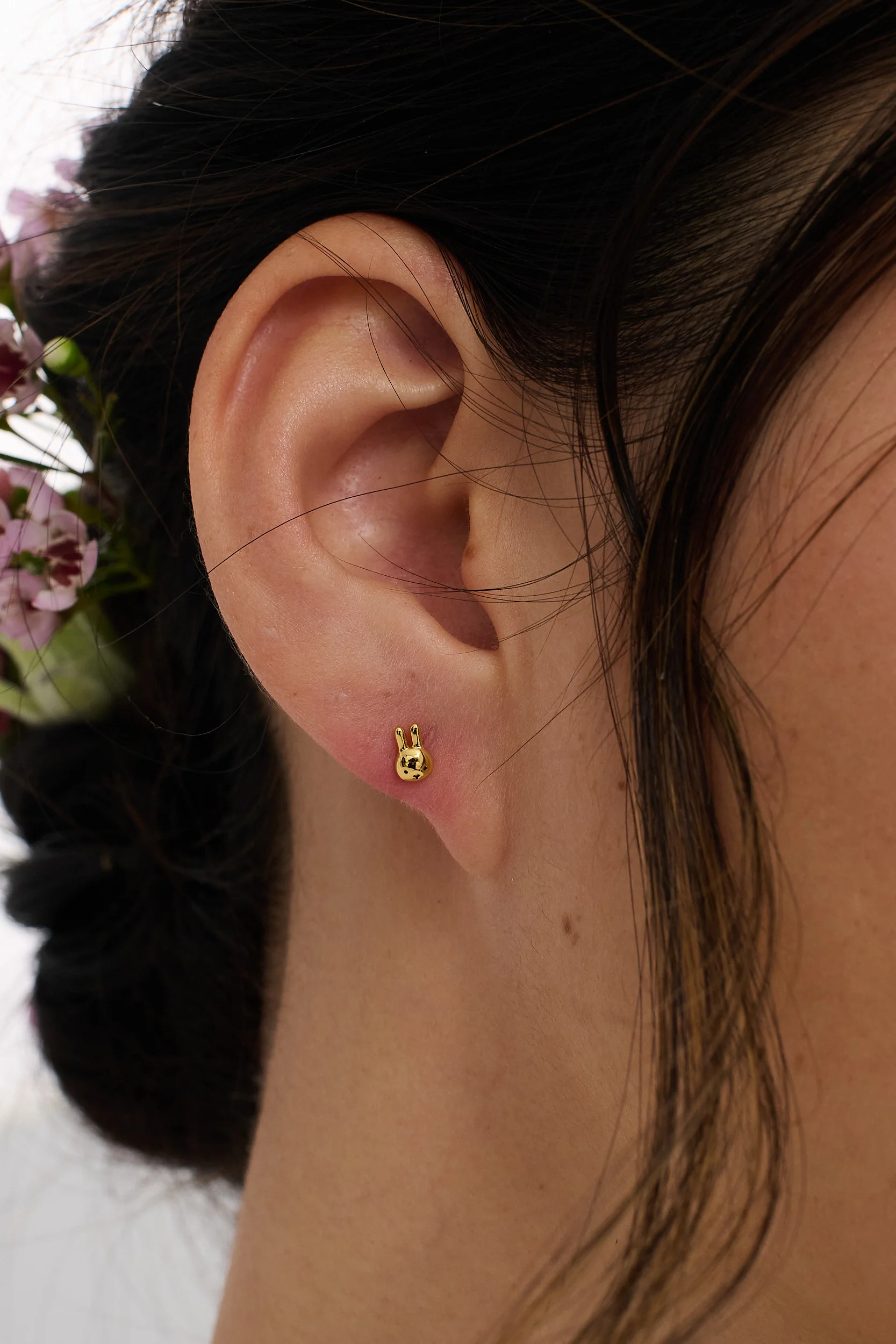 14K Solid Gold Bunny Piercing Stud - Image 4