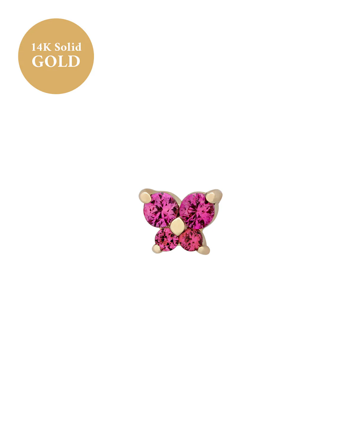 14K Solid Gold Cho Butterfly Single Stud - Image 13