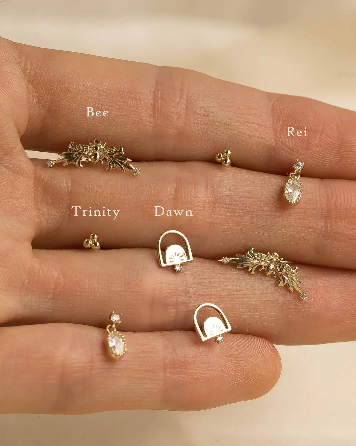 14K Solid Gold Dawn Single Stud - Image 6