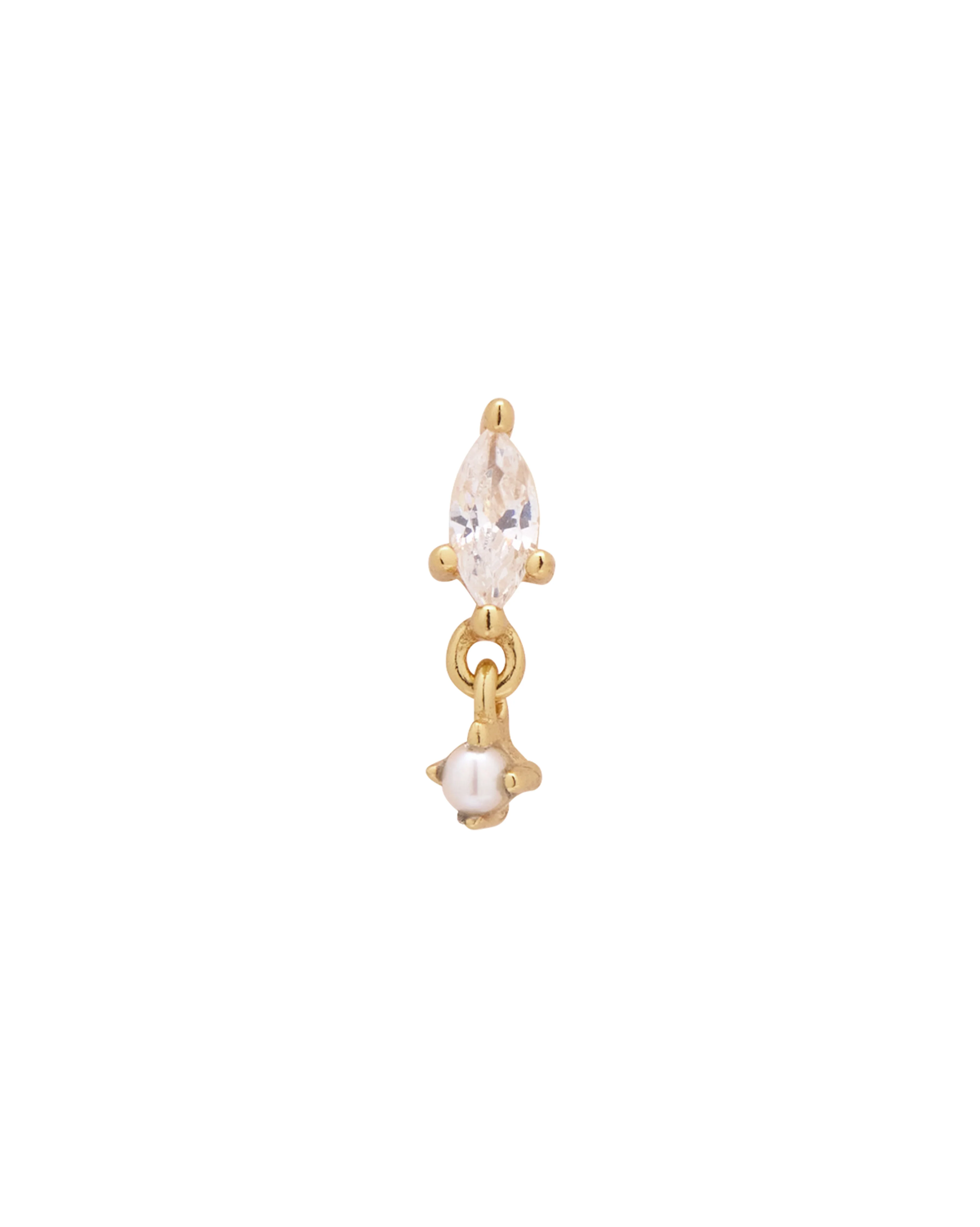 14K Solid Gold Kite Dangle Piercing Stud