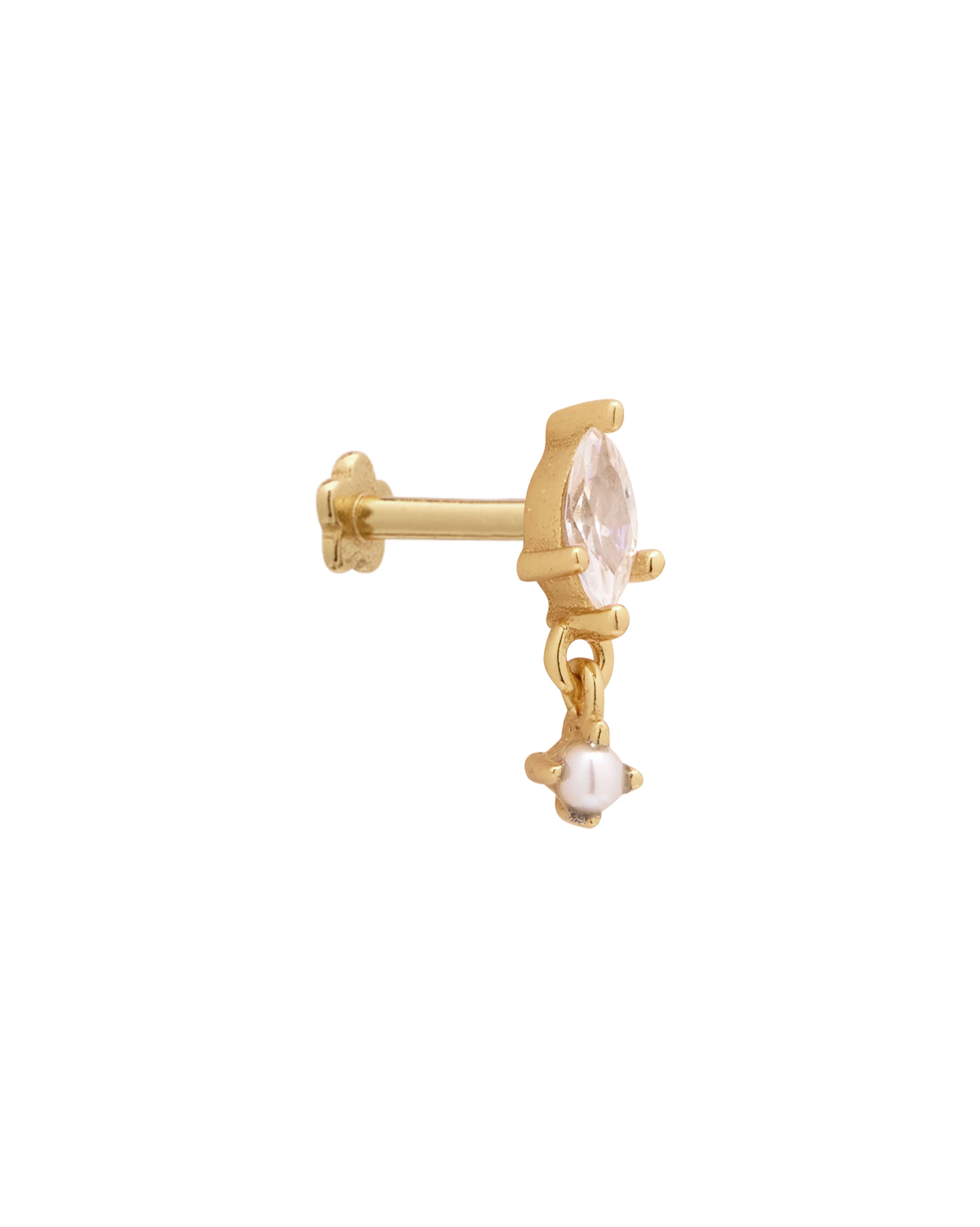 14K Solid Gold Kite Dangle Piercing Stud - Image 6