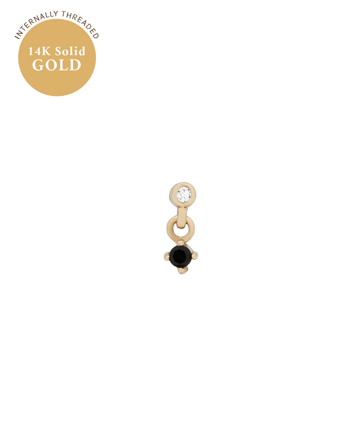 14K Solid Gold Lisa Tiny Onyx Stud - Image 4