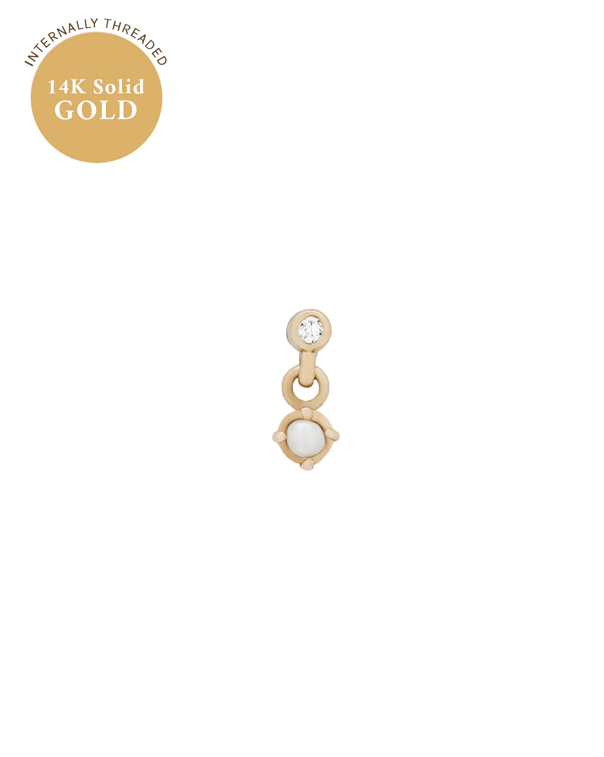 14K Solid Gold Madonna Tiny Pearl Stud - Image 7