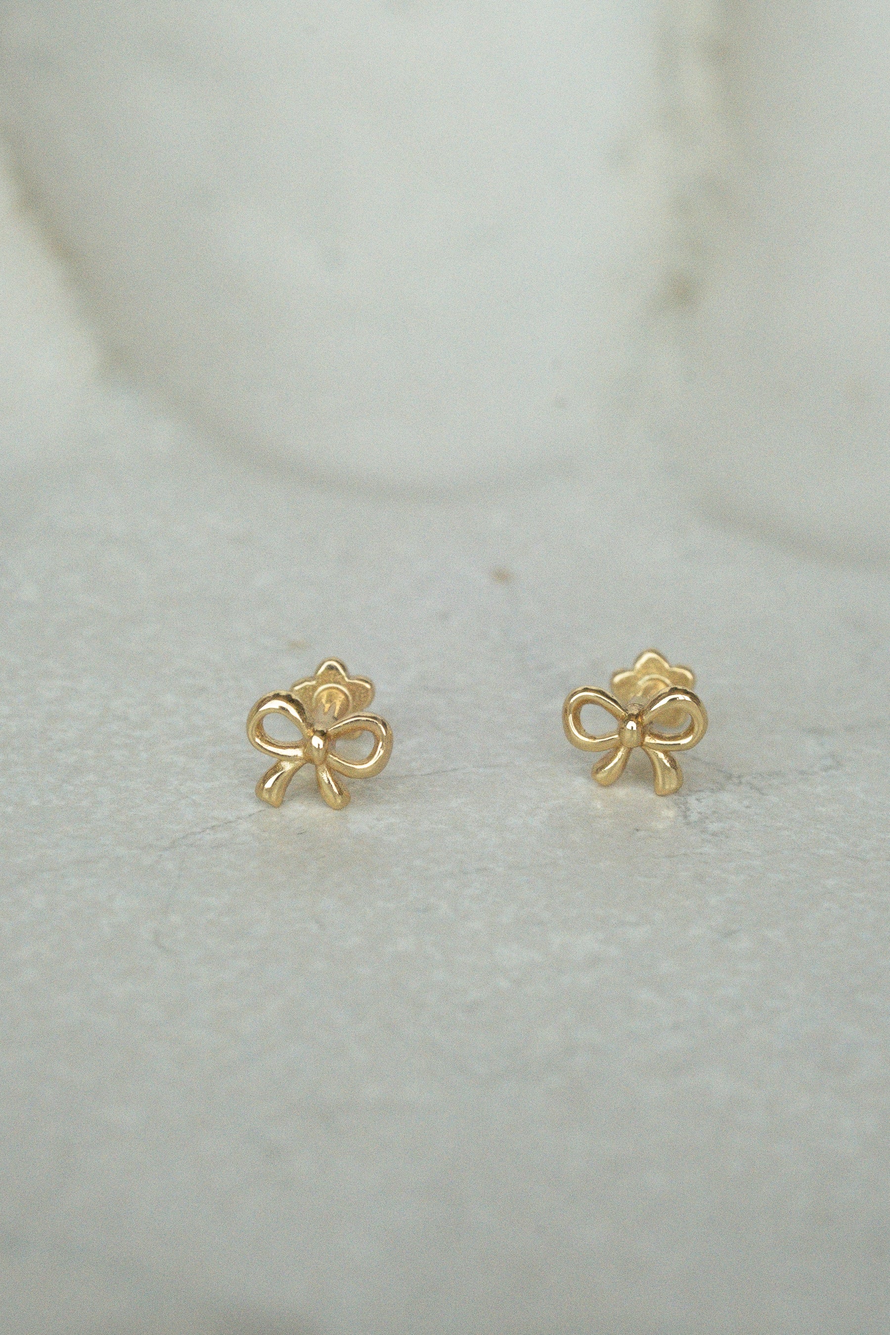 14K Solid Gold Mini Bow Piercing Stud - Image 5