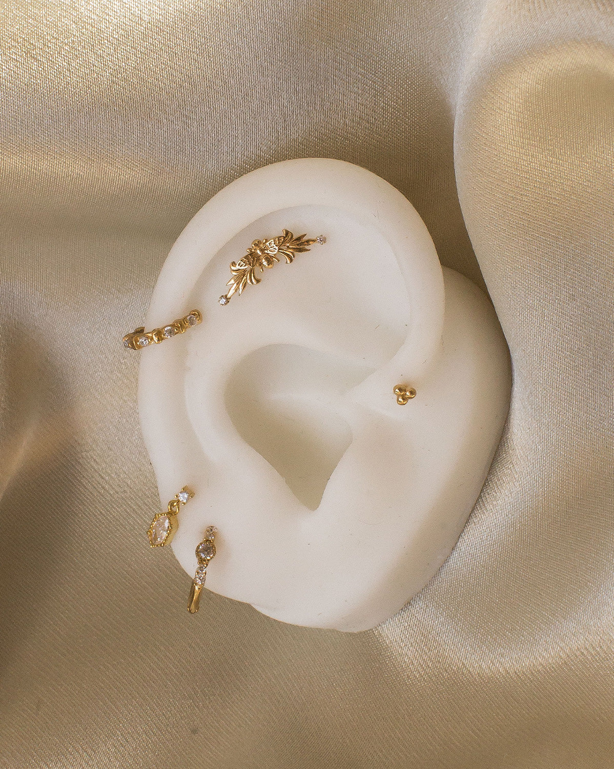 14K Solid Gold Rei Marquise Dangle Single Stud - Image 3
