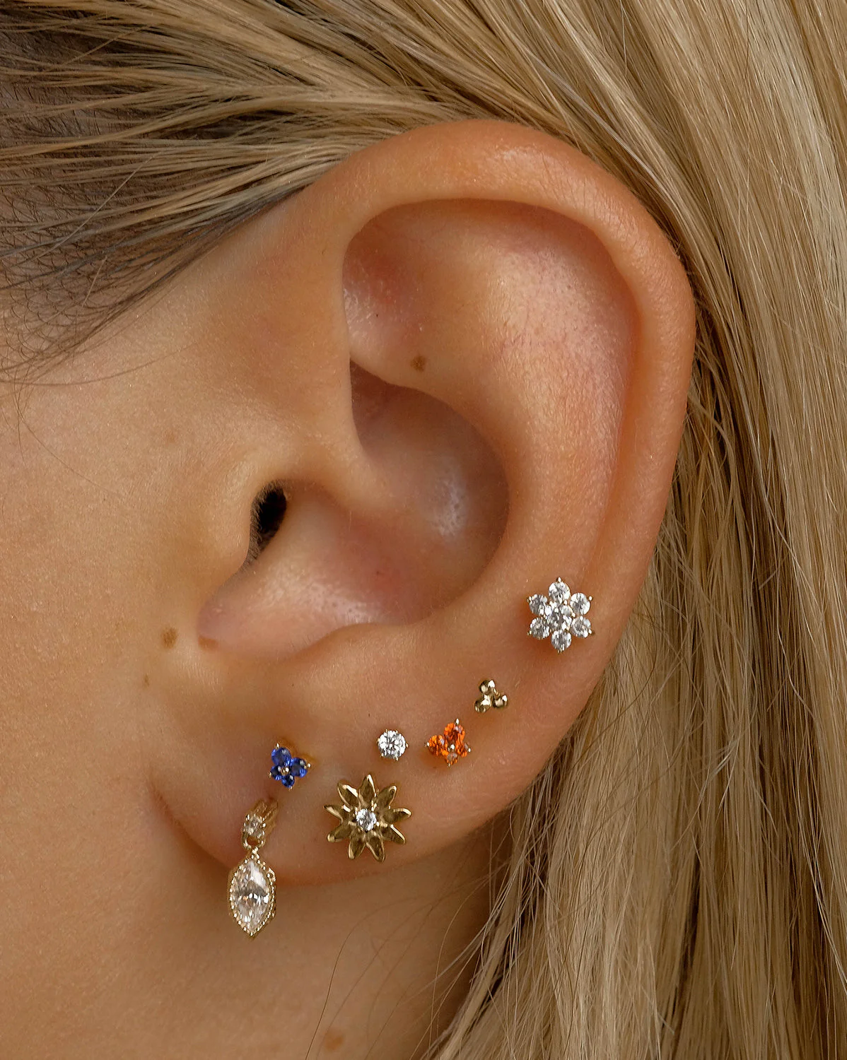 14K Solid Gold Ren Lotus Single Stud - Image 16