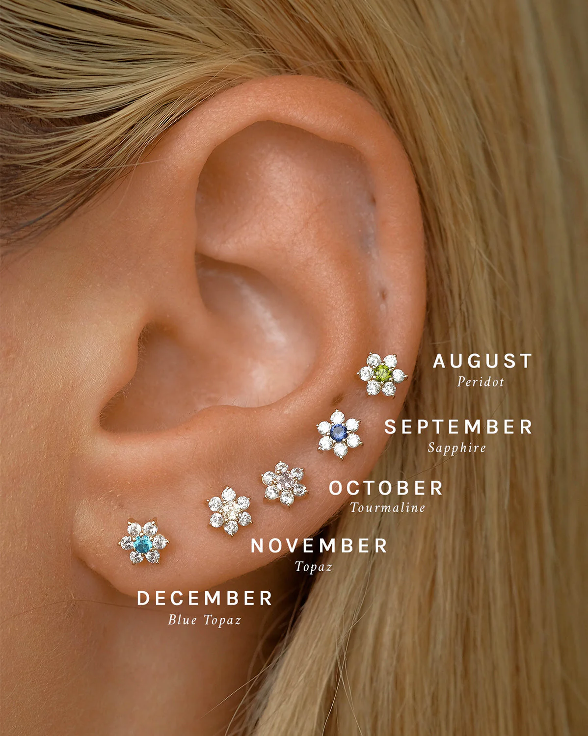 14K Solid Gold Ren Lotus Single Stud - Image 3