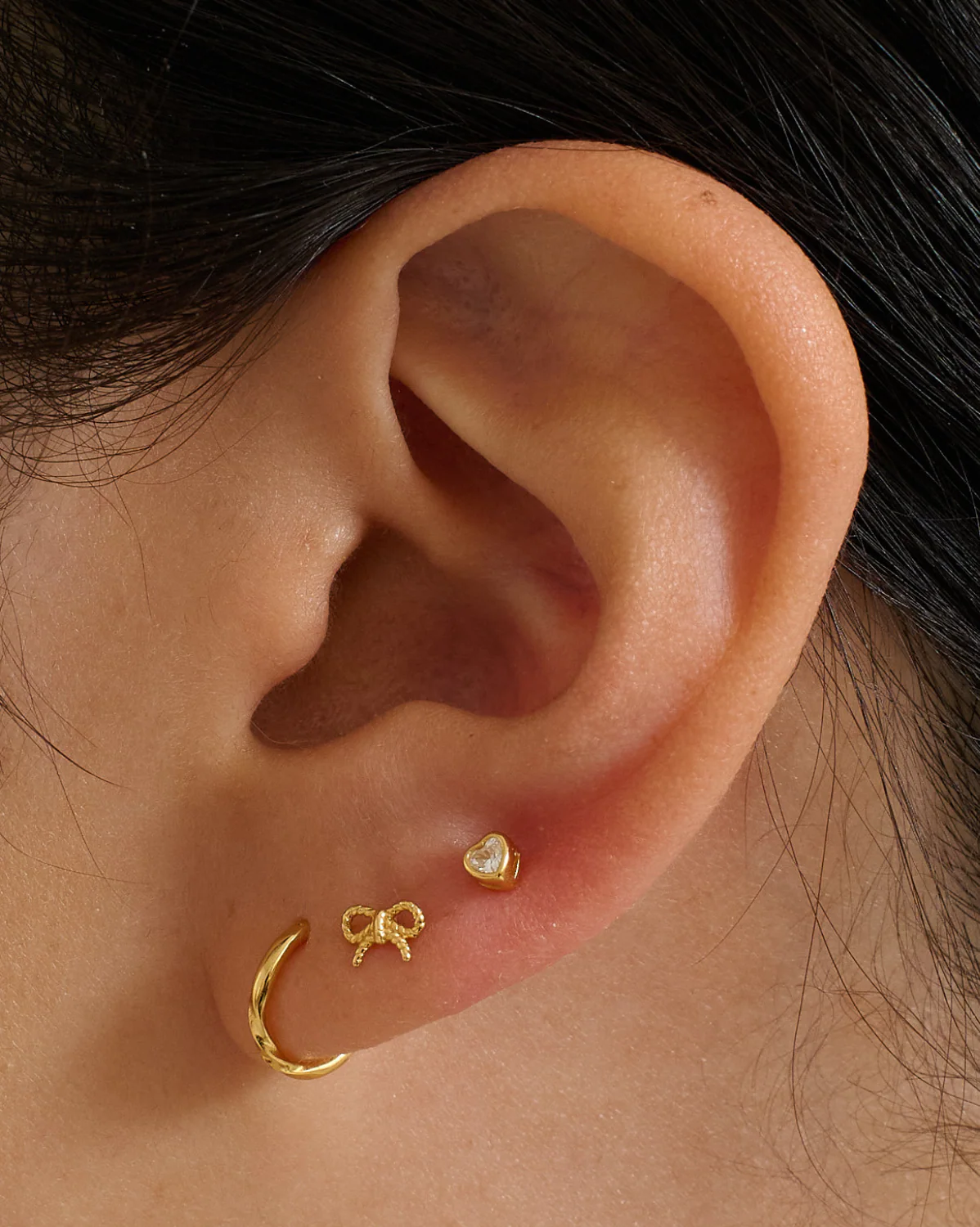 14K Solid Gold Rope Bow Piercing Stud - Image 4