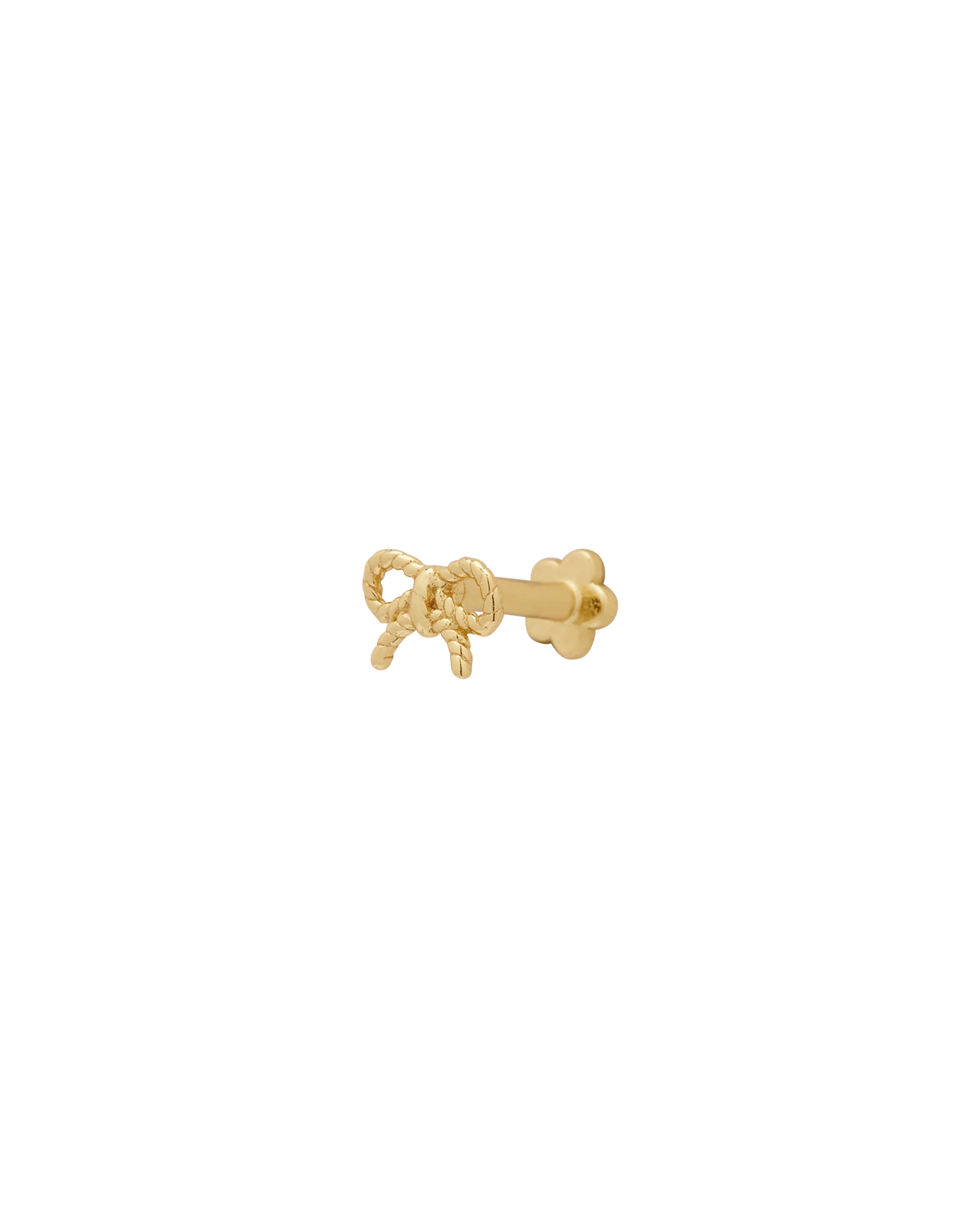 14K Solid Gold Rope Bow Piercing Stud - Image 8