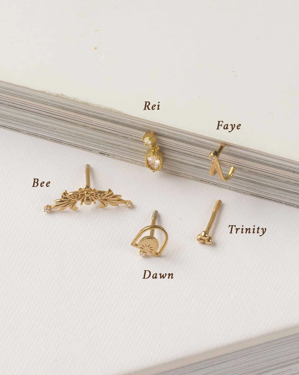 14K Solid Gold Trinity Single Stud - Image 3