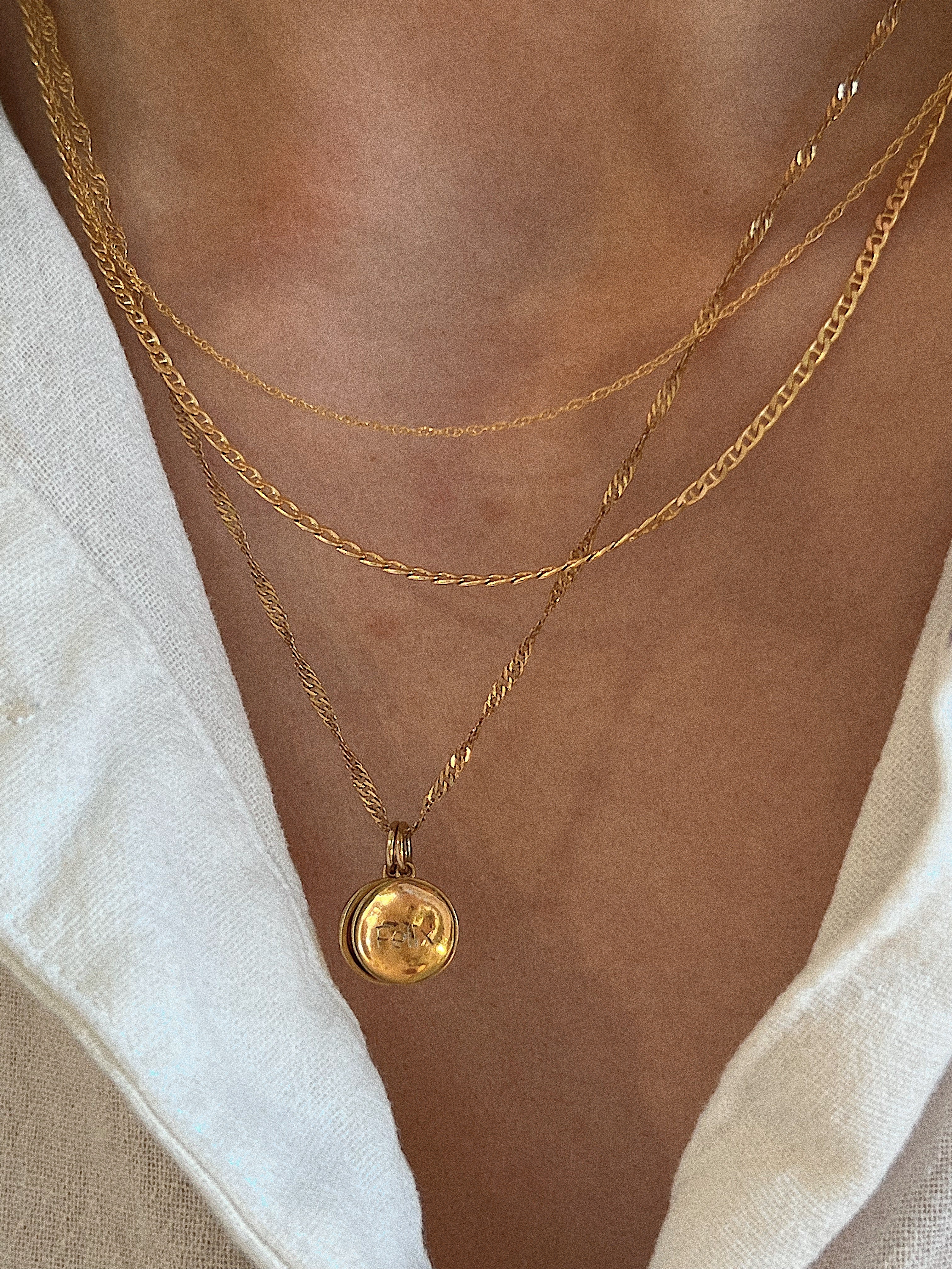 14K White Solid Gold Hong Rope Necklace - Image 5