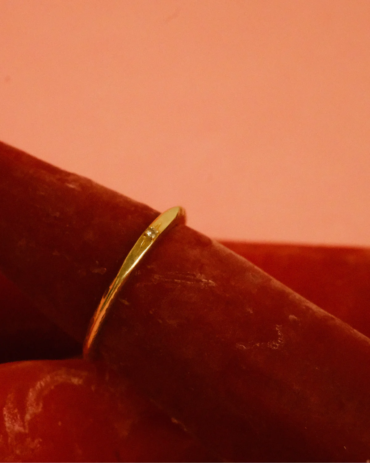 6K Solid Gold Flat Mini Signet Ring - Image 4