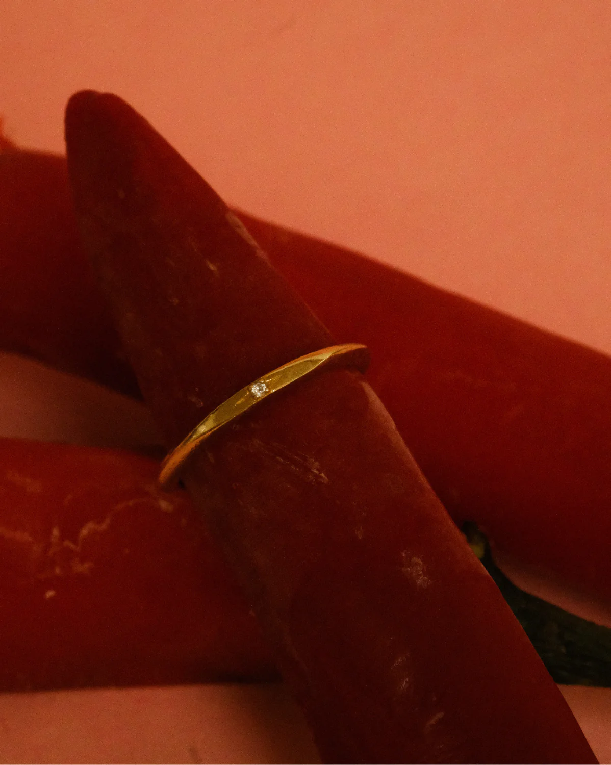 6K Solid Gold Flat Mini Signet Ring - Image 7