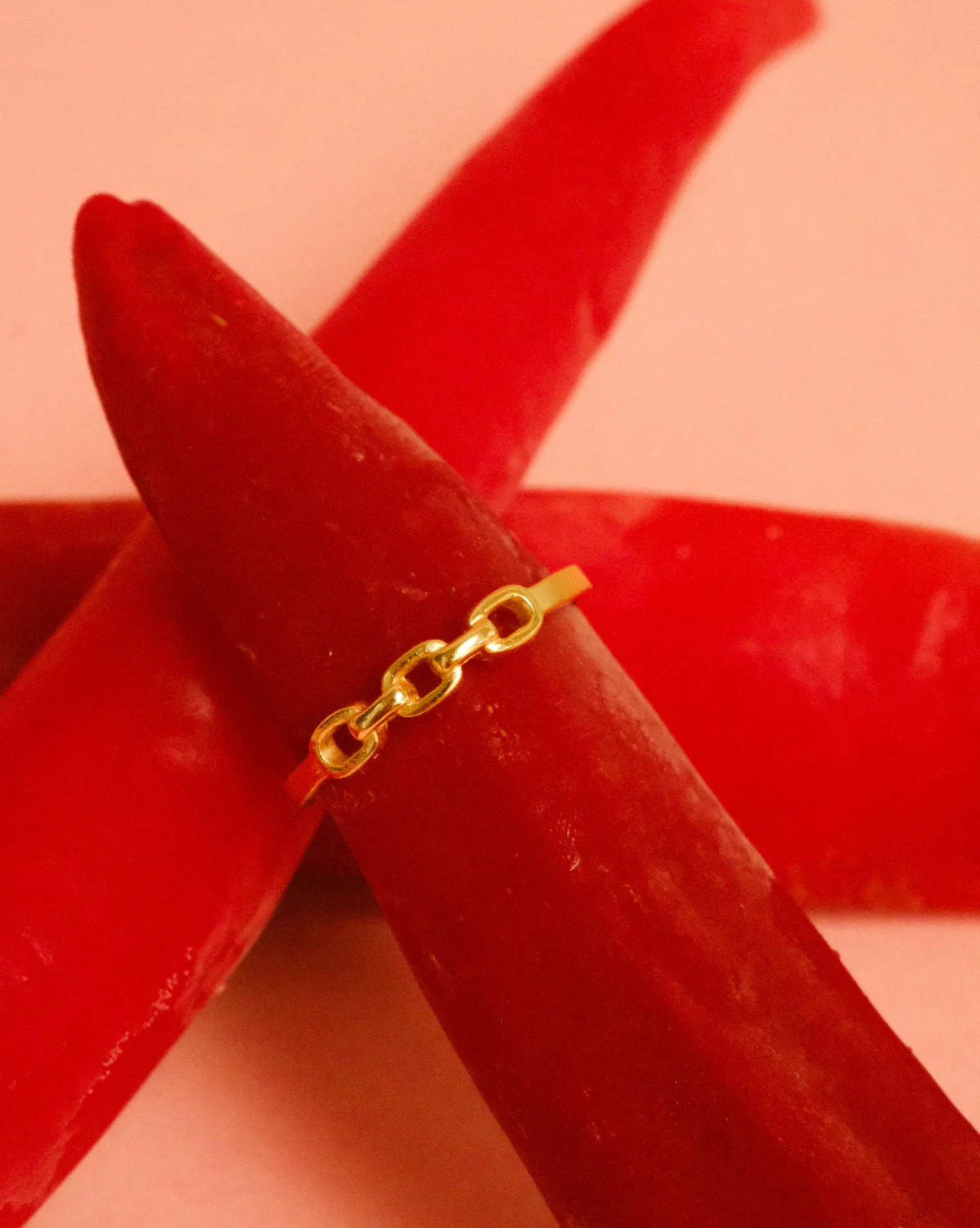 6K Solid Gold Trio Chain Ring - Image 4