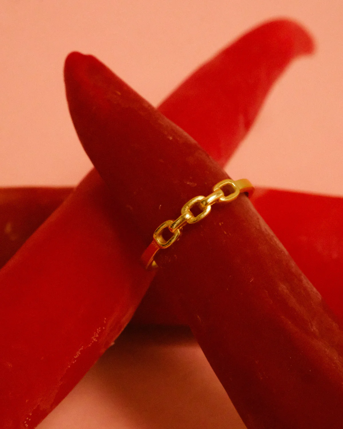 6K Solid Gold Trio Chain Ring - Image 8