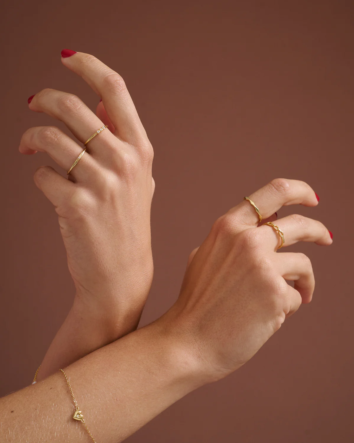 6K Solid Gold Trio Chain Ring - Image 10