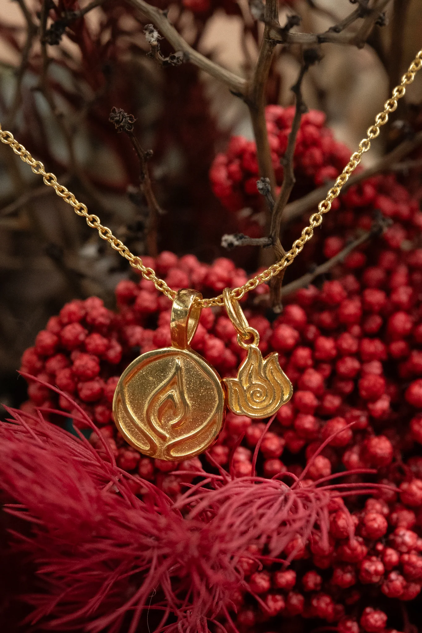 Solid Gold Firebender Pendant Necklace (Ready to ship) - Image 5