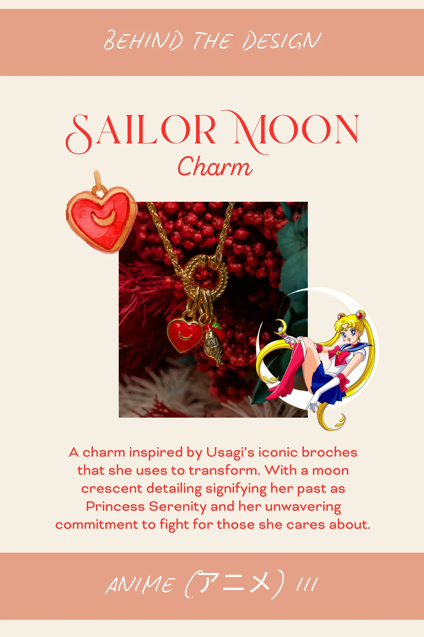 Solid Gold Sailor Moon Heart Charm - Image 8