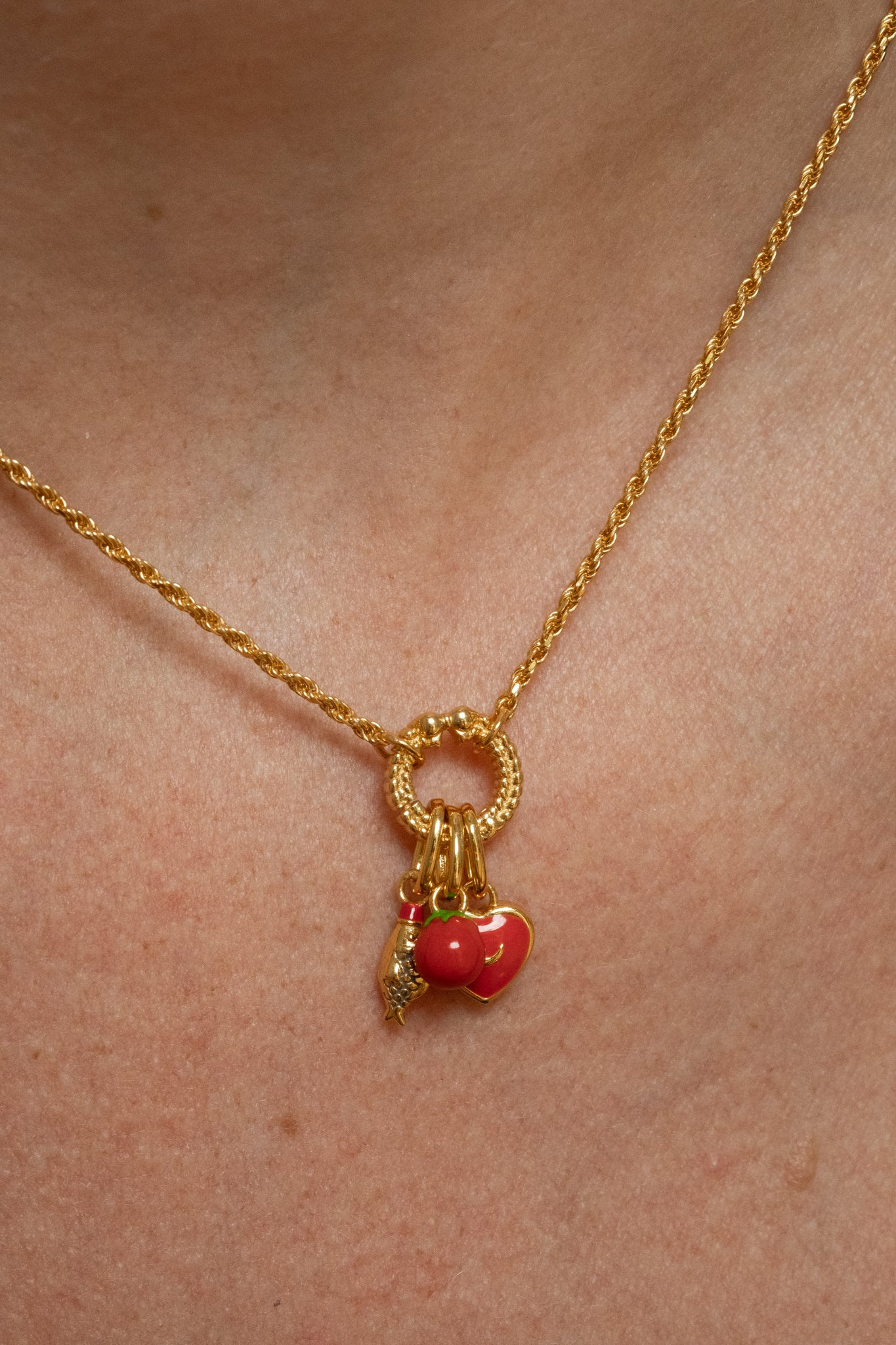 Solid Gold Tomato Charm - Image 3