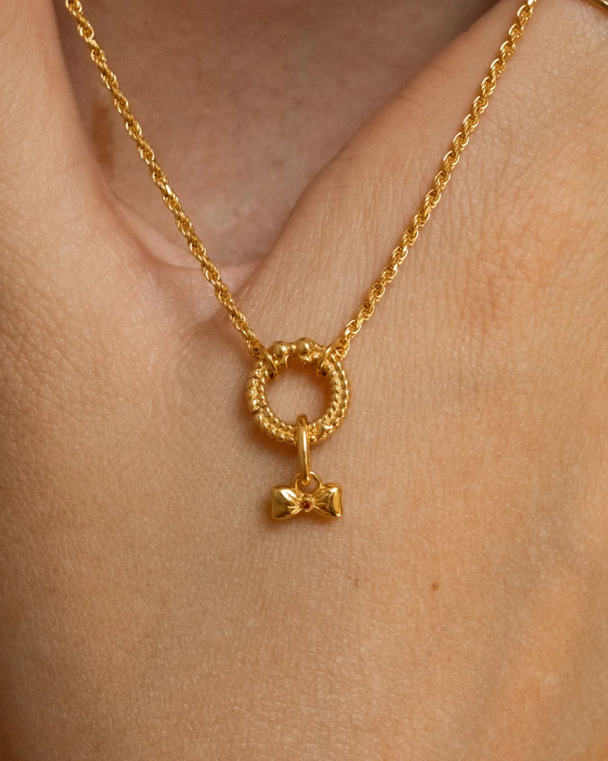 Solid Gold A Witch's Bow Charm - Image 2