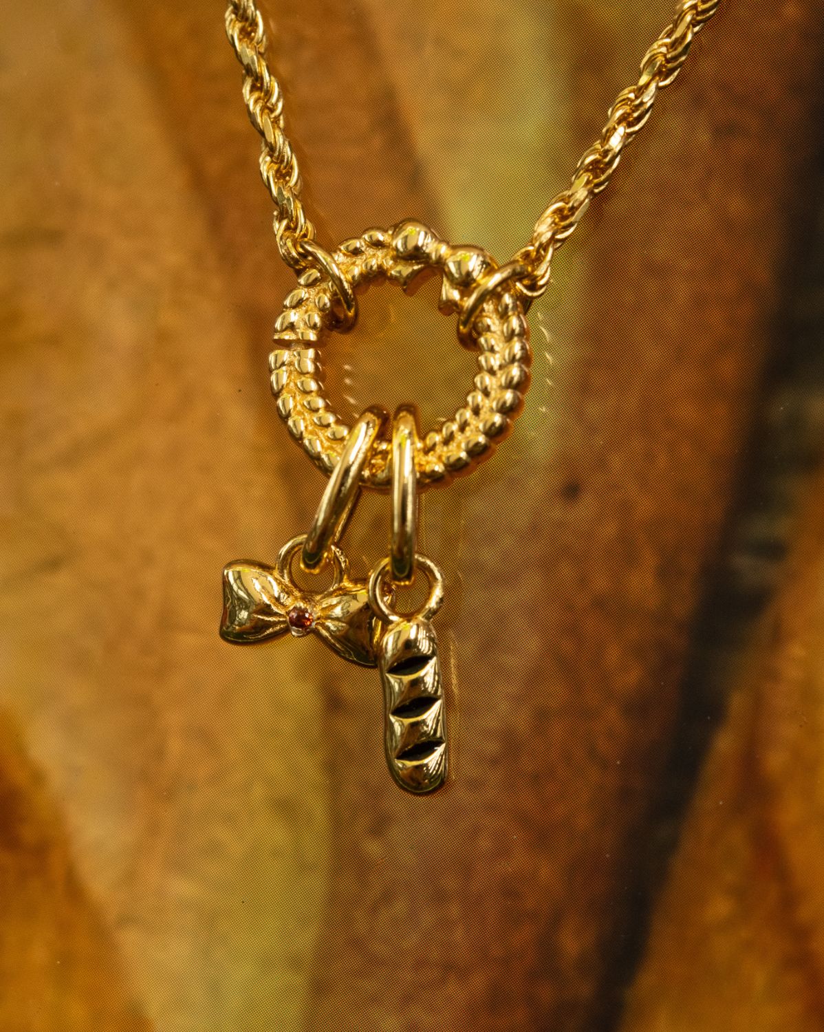 Solid Gold A Witch's Bow Charm - Image 4