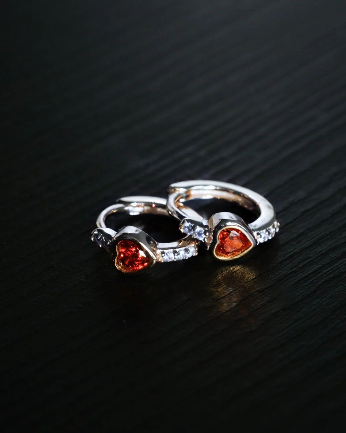 Aiko Red Heart Hoops - Sterling Silver - Image 6
