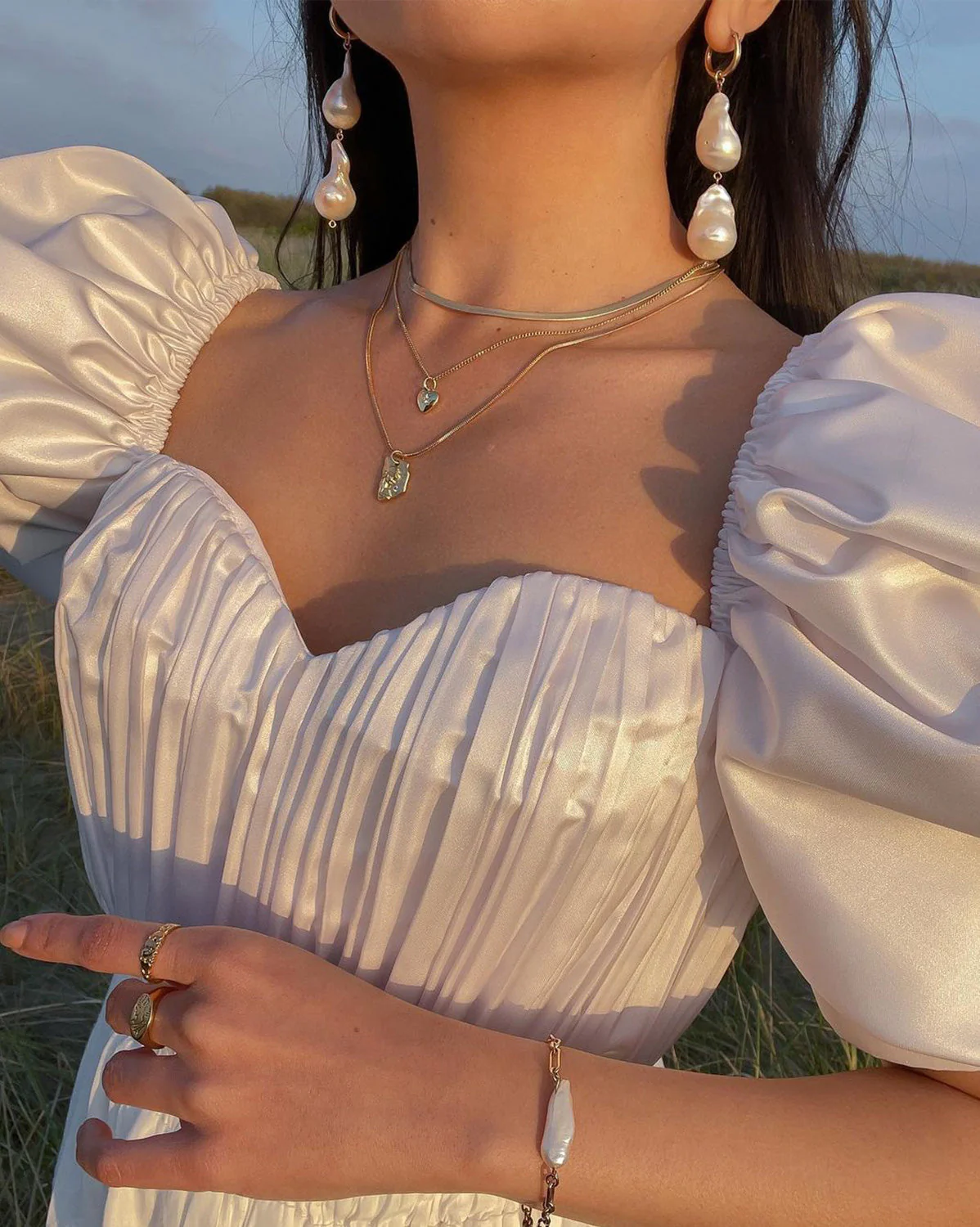 Aphrodite Baroque Pearl Earrings (Double Pearl) - Image 6