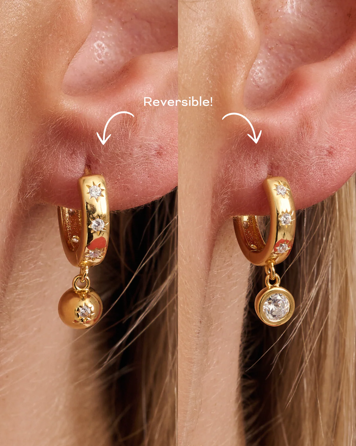 Arie Reversible Bezel Starburst Hoops - Image 3