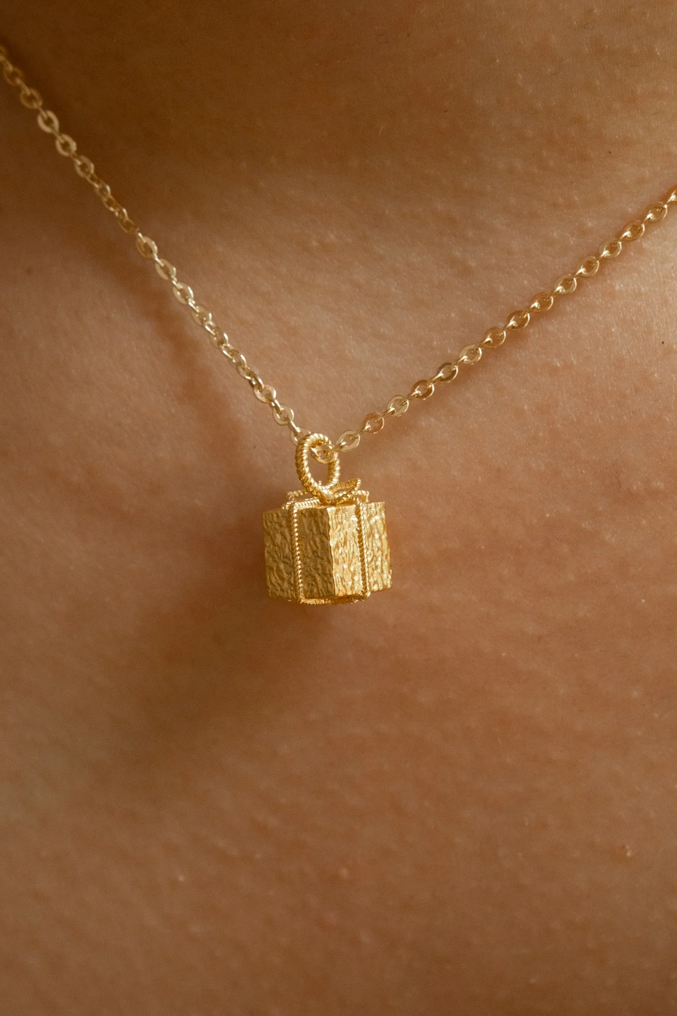 Solid Gold Arriety Sugar Cube Pendant (Ready to ship) - Image 3