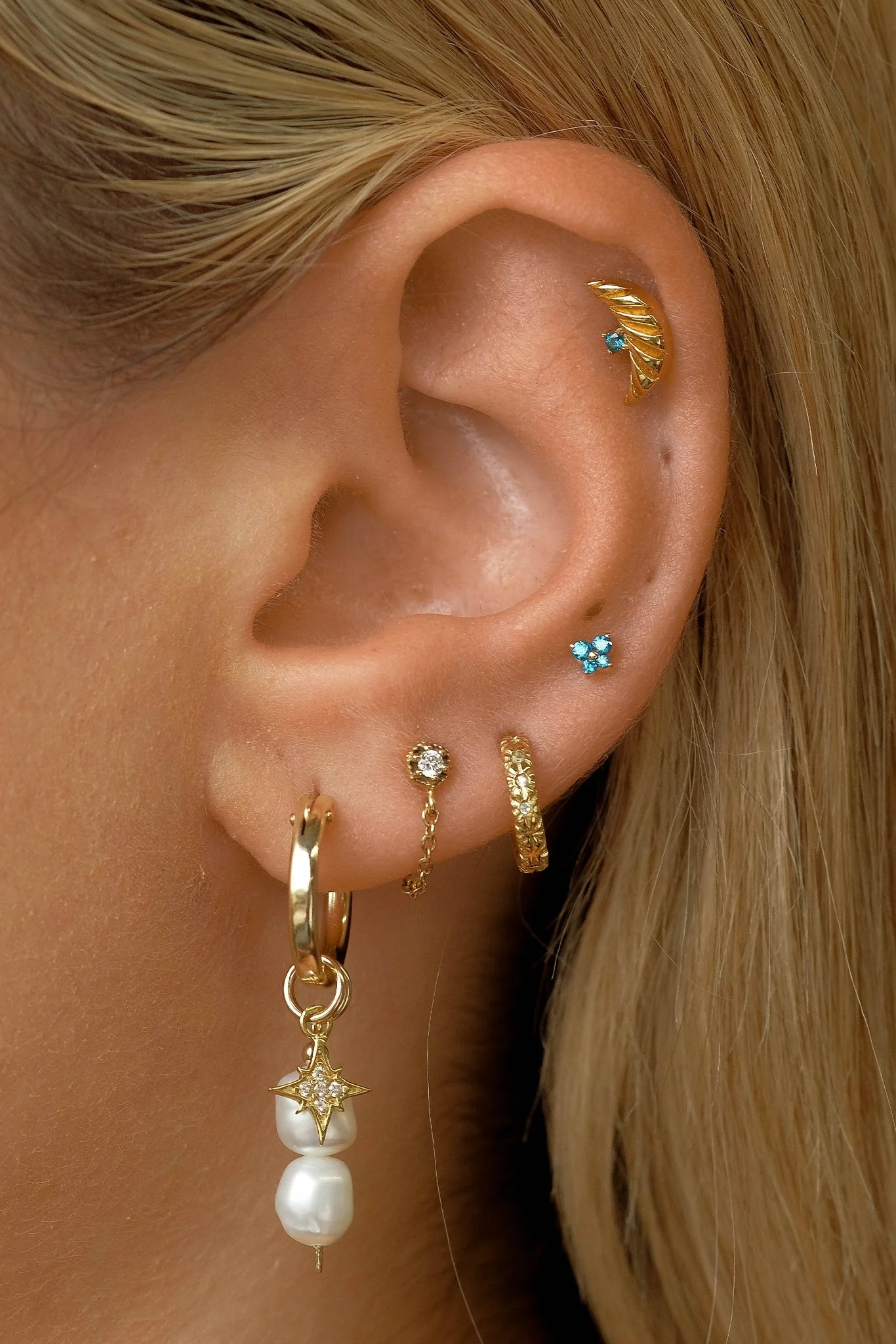 Artemis Crescent Sapphire Studs Sterling Silver - SAMPLE SALE - Image 7