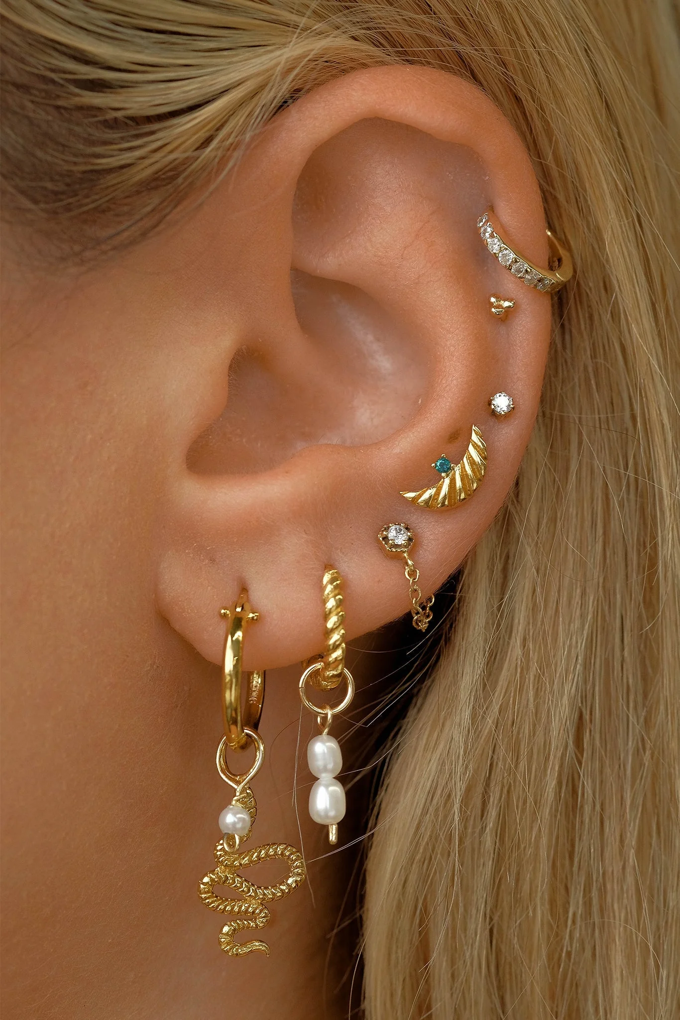 Artemis Crescent Sapphire Studs Sterling Silver - SAMPLE SALE - Image 9