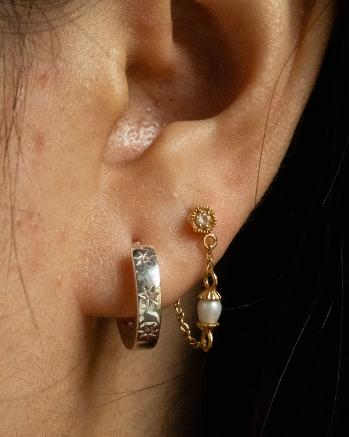 Aurora Bold Gemstone Hoops - Sterling Silver