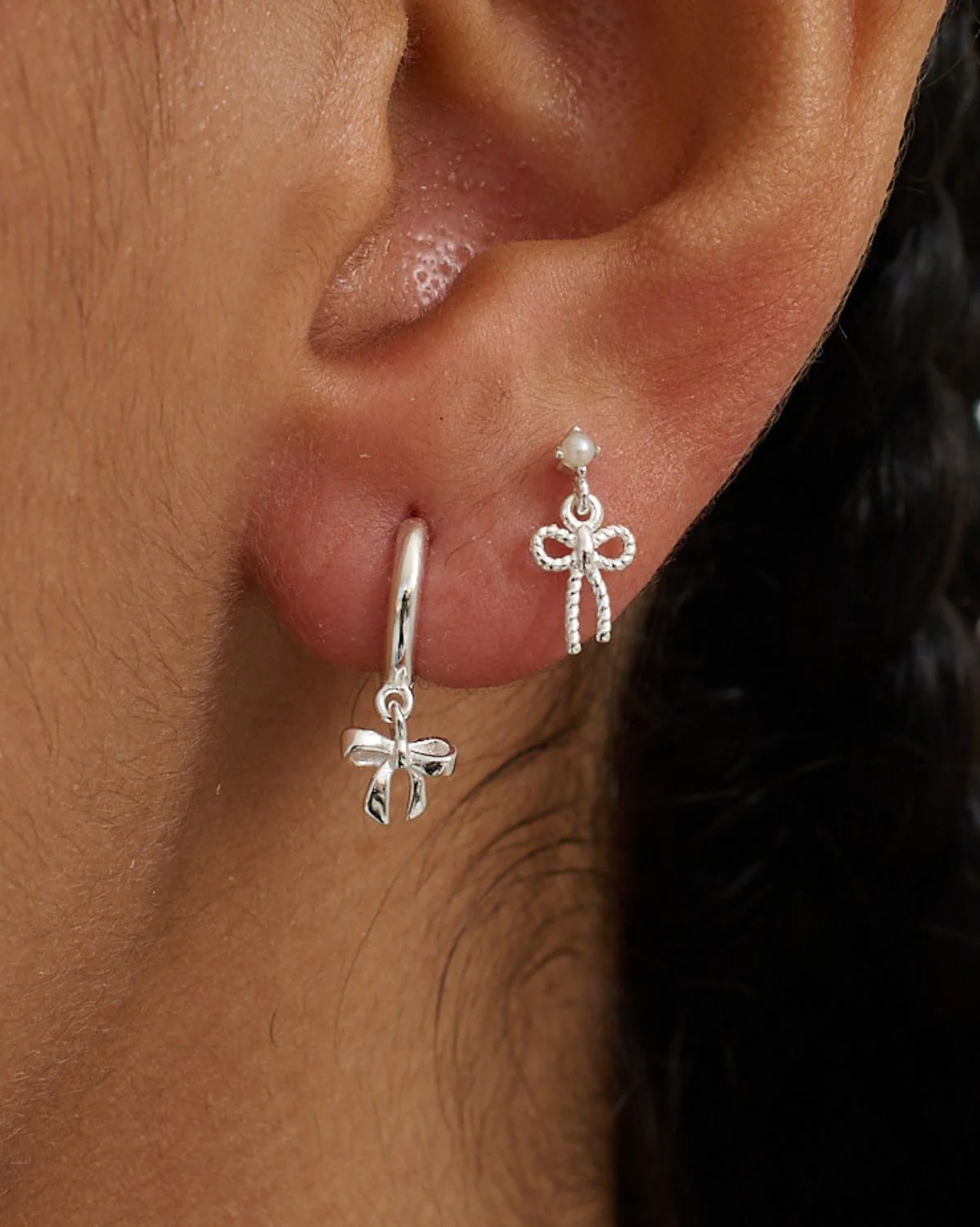 Ava Bow Earrings Set - Sterling Silver - Image 2