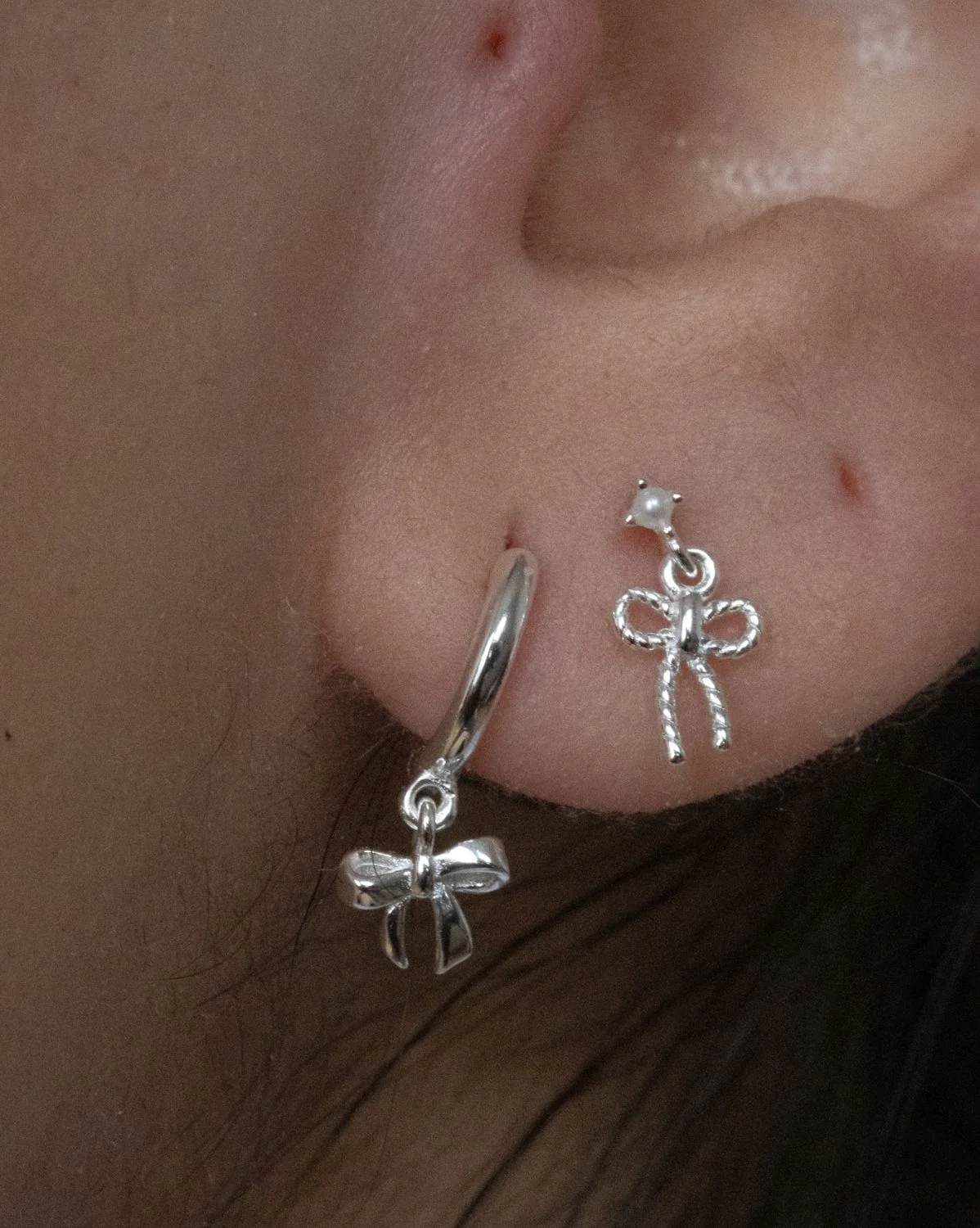 Ava Bow Earrings Set - Sterling Silver - Image 4