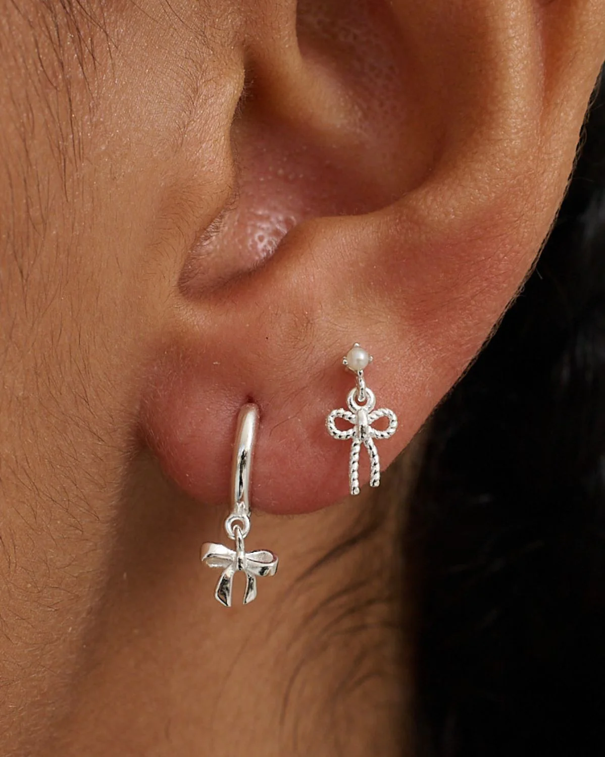 Ava Bow Earrings Set - Sterling Silver - Image 6