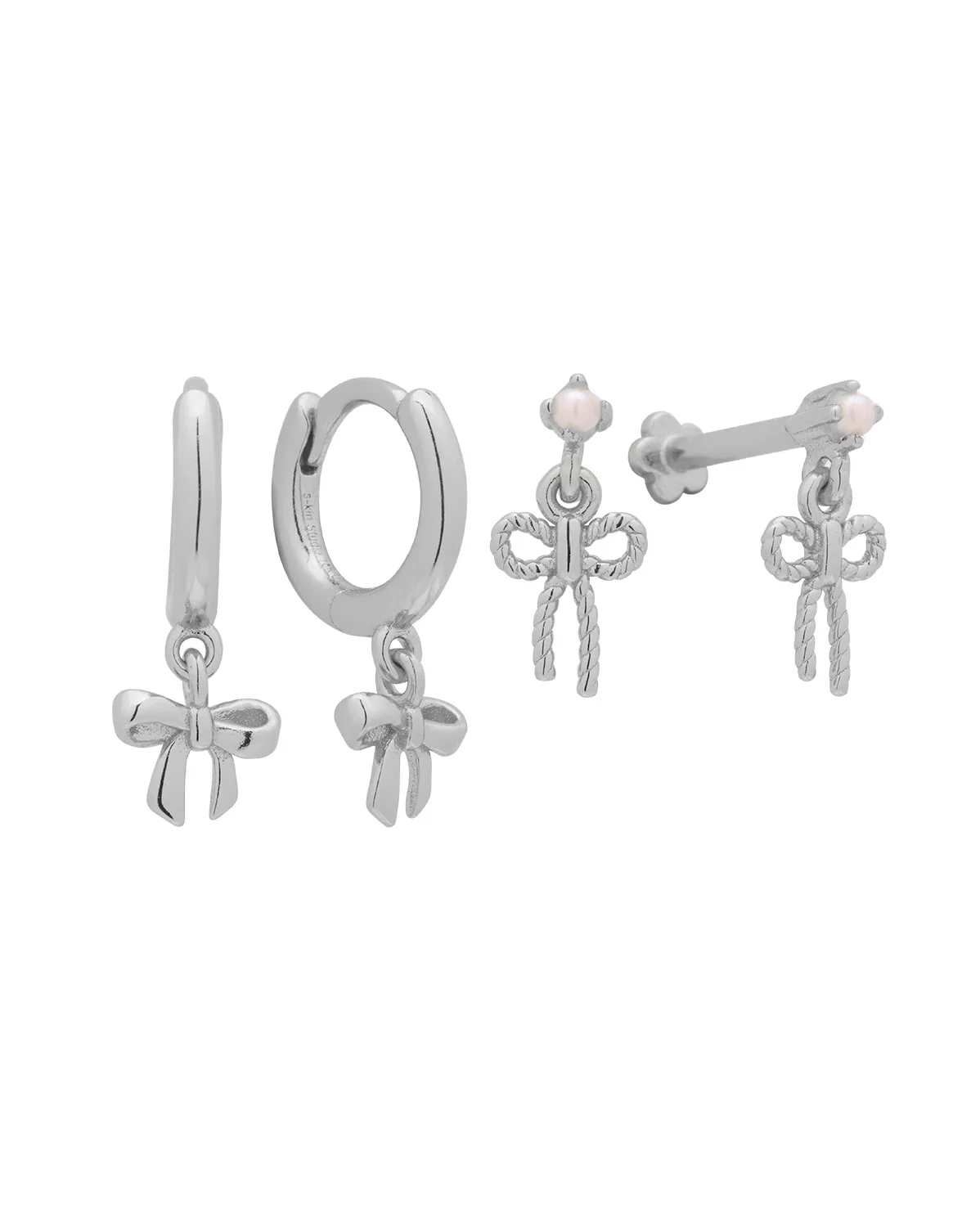 Ava Bow Earrings Set - Sterling Silver - Image 7