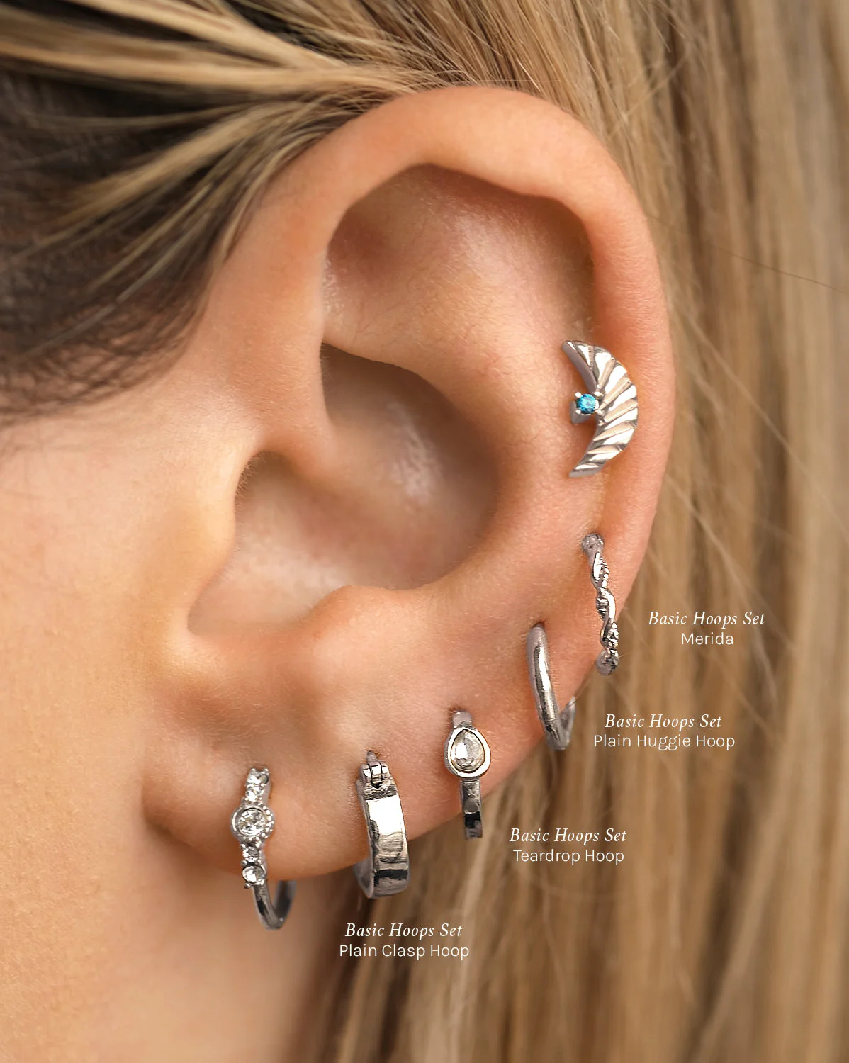 Basic Hoops Set - Sterling Silver - Image 2
