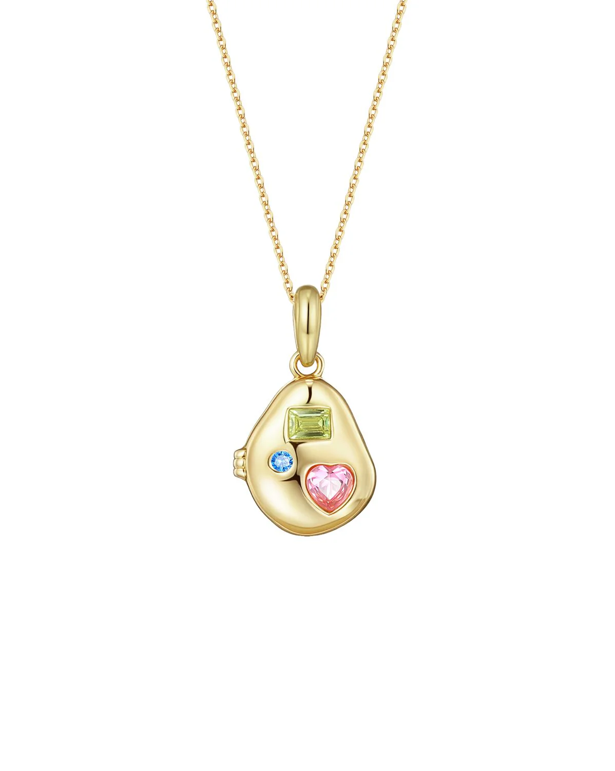 Billie Engravable Gemstone Locket Necklace