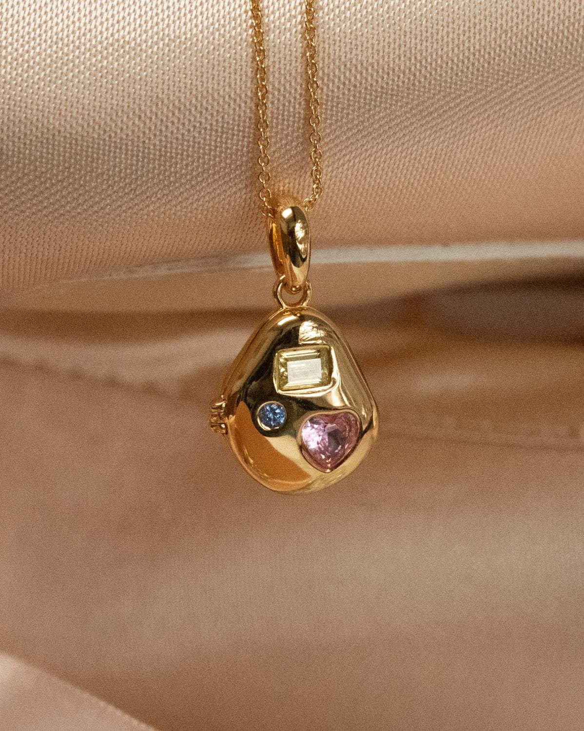 Billie Engravable Gemstone Locket Necklace - Image 2