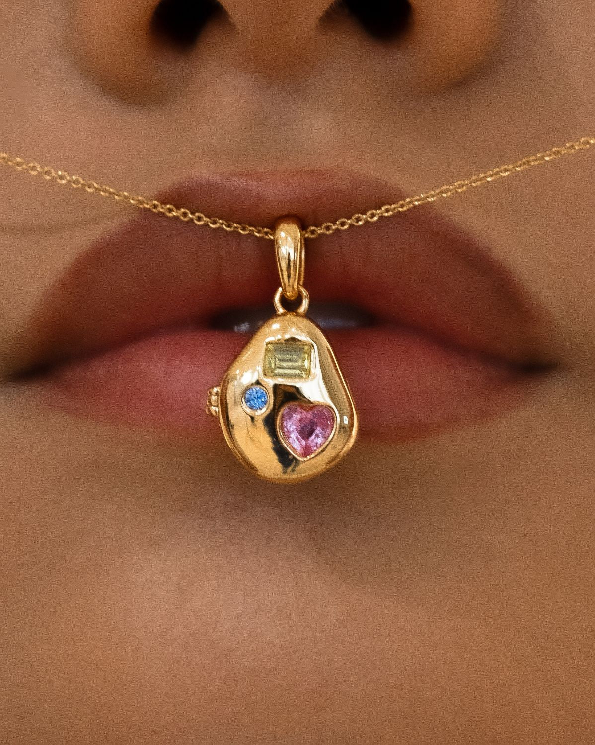 Billie Engravable Gemstone Locket Necklace - Image 3