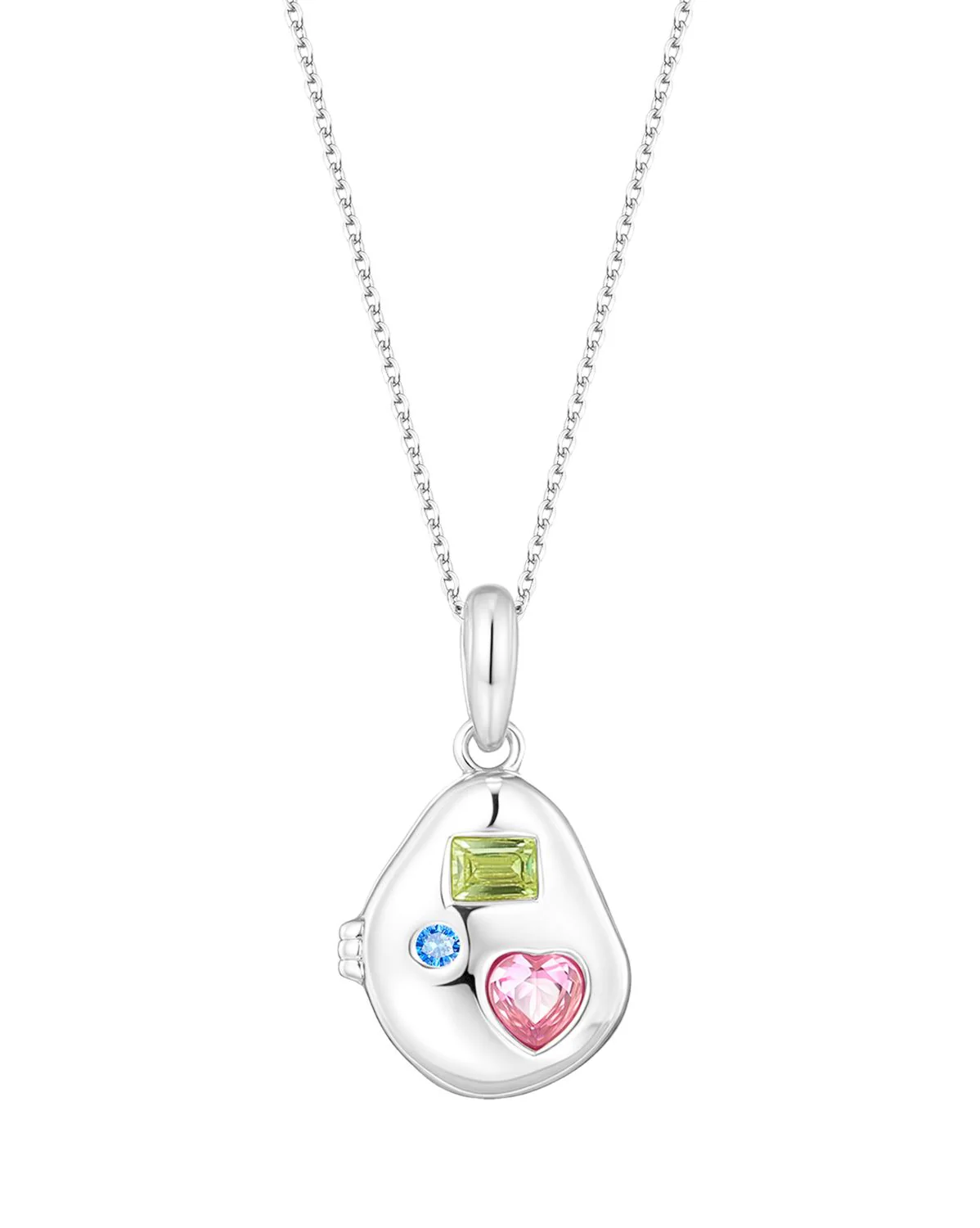 Billie Engravable Gemstone Locket Necklace - Sterling Silver - Image 11