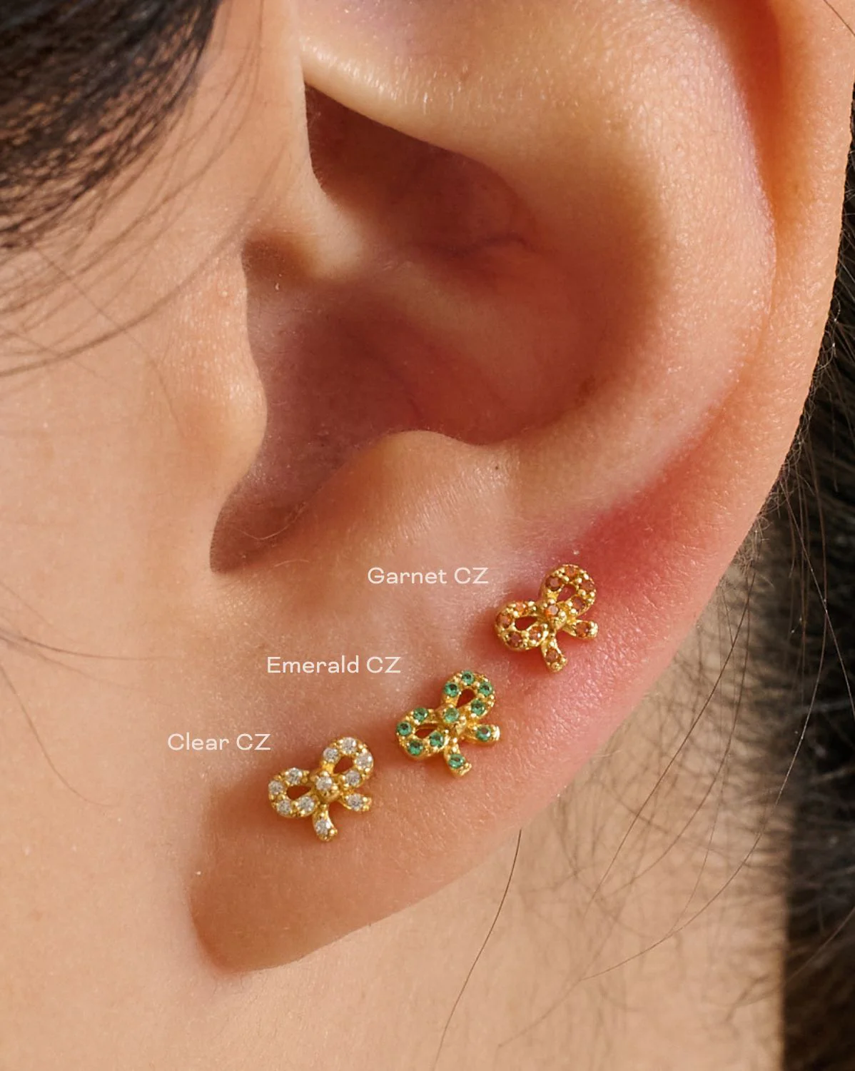 Bow Pave Piercings - Clear CZ - Image 3
