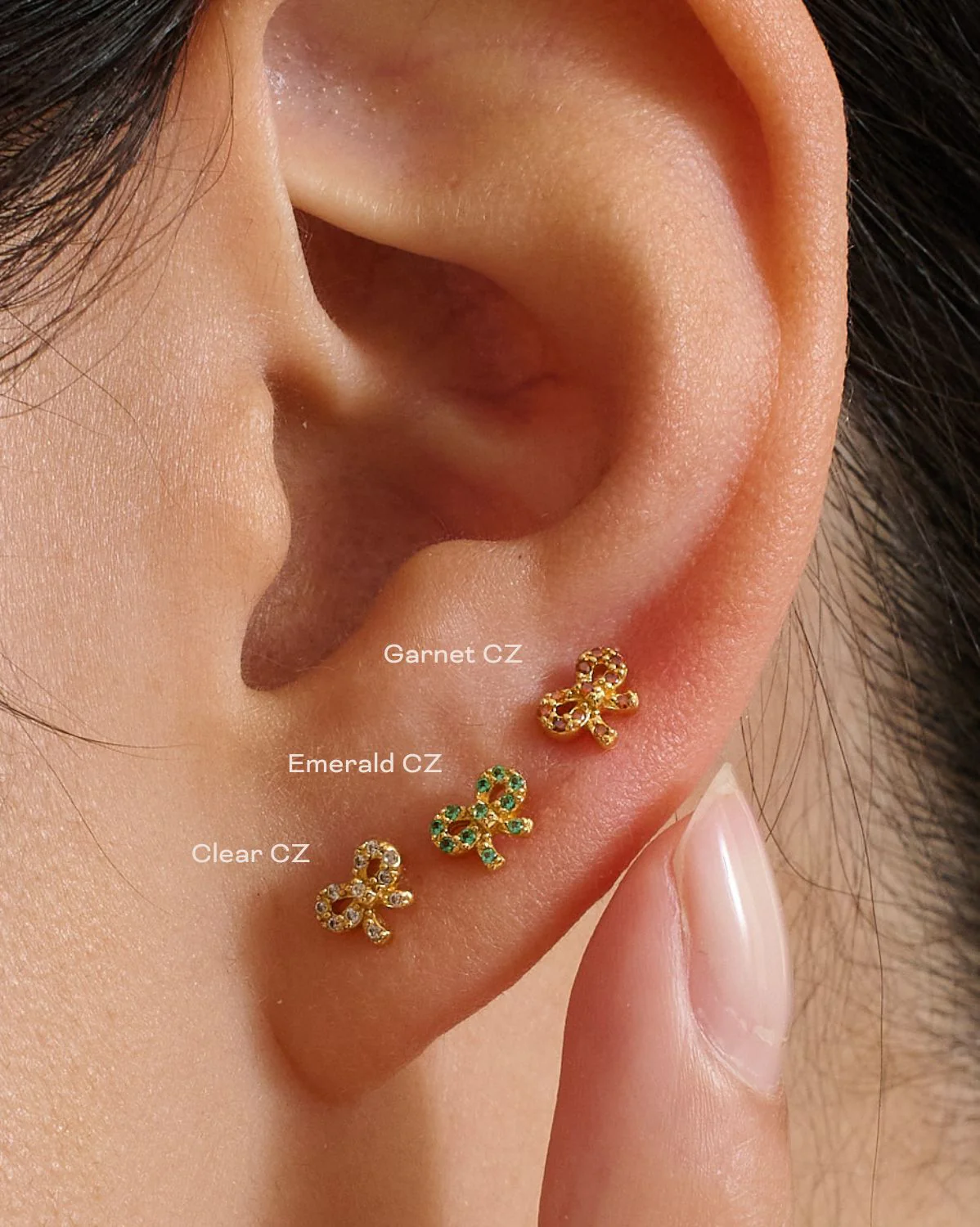 Bow Pave Piercings - Clear CZ - Image 4